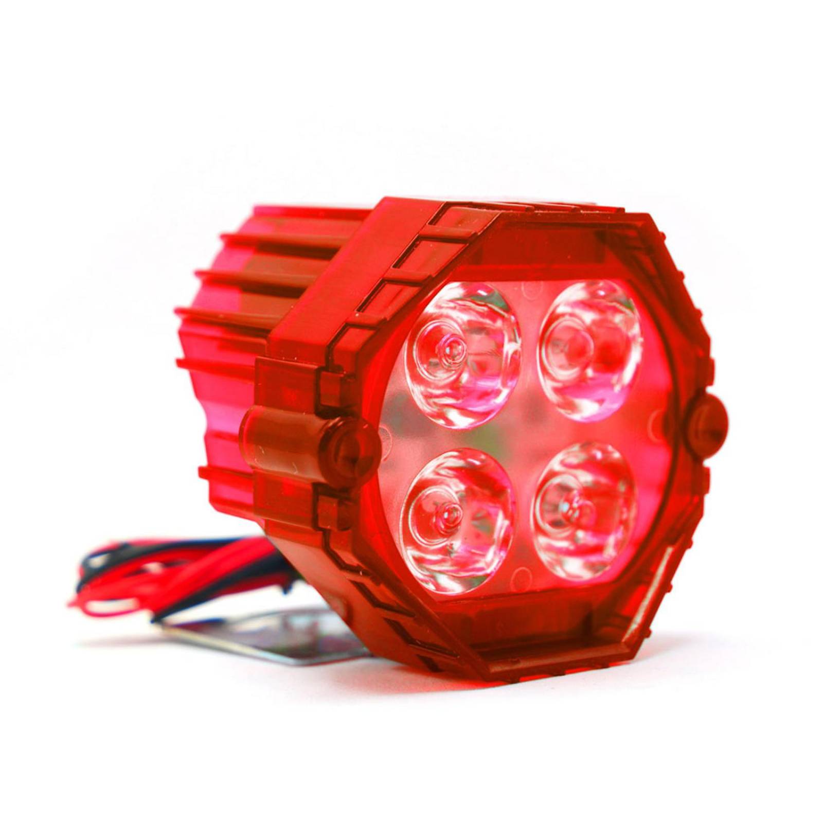 Faro Para Moto Rasen Auxiliar Redondo Led Blanco, Contorno Rgb             Rojo ROJO-RGB