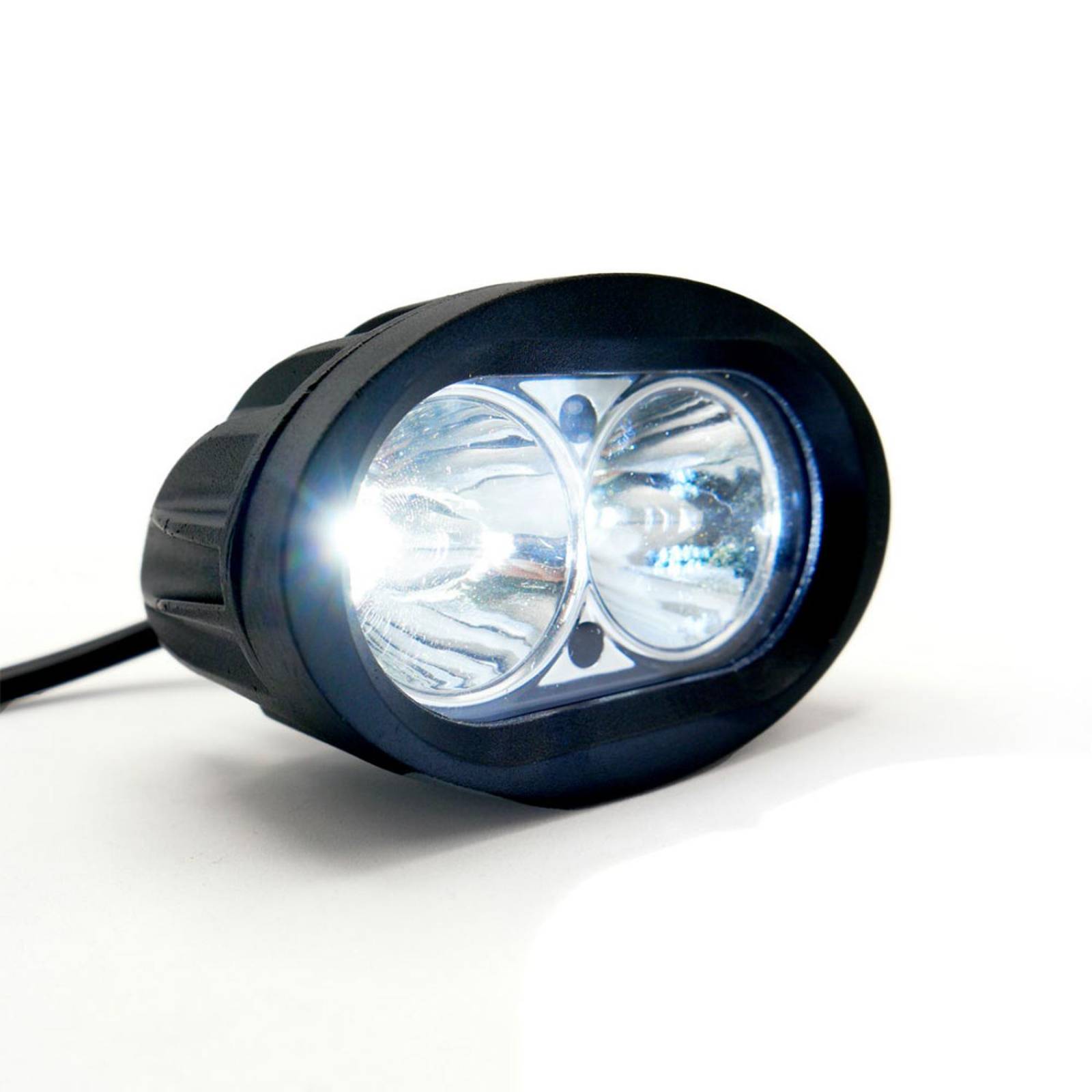 Faro Para Moto Rasen 2 Led Blanco Ovalado 2 Celdas Con Luz Alta, Baja Estrobo        