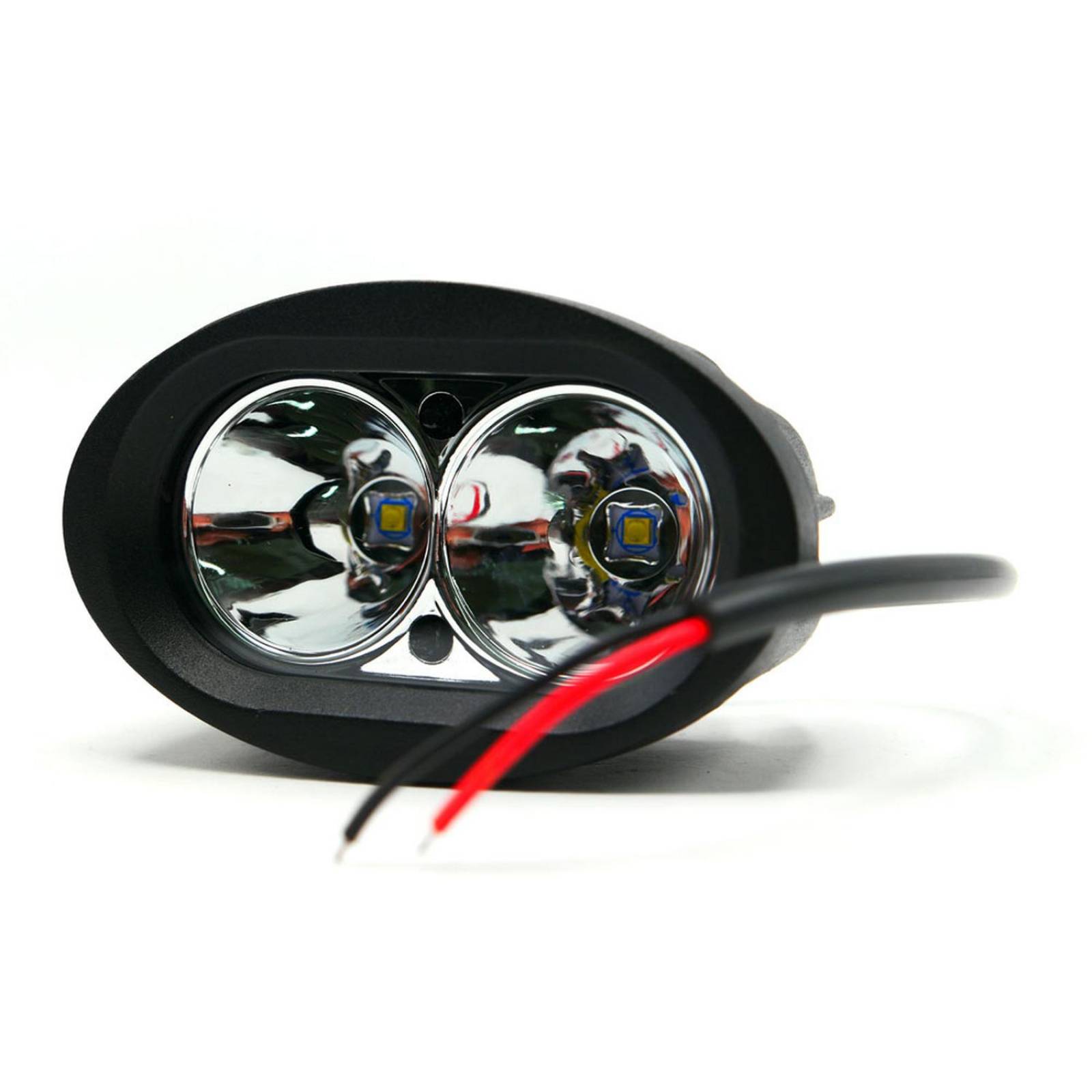 Faro Para Moto Rasen 2 Led Blanco Ovalado 2 Celdas Con Luz Alta, Baja Estrobo        