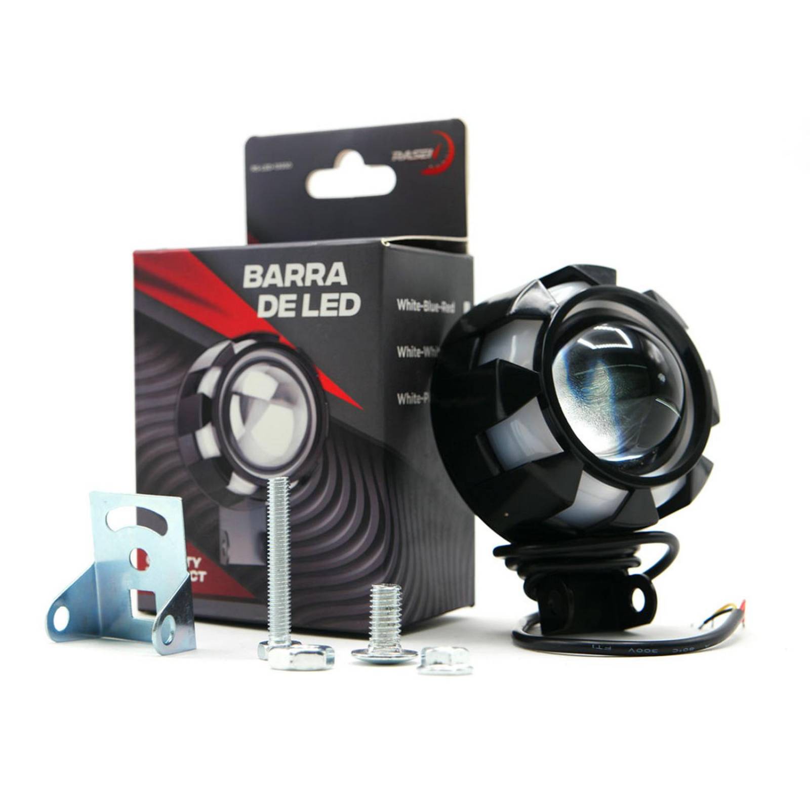 Faro Para Moto Rasen Led Luz Blanca Redondo               Azul