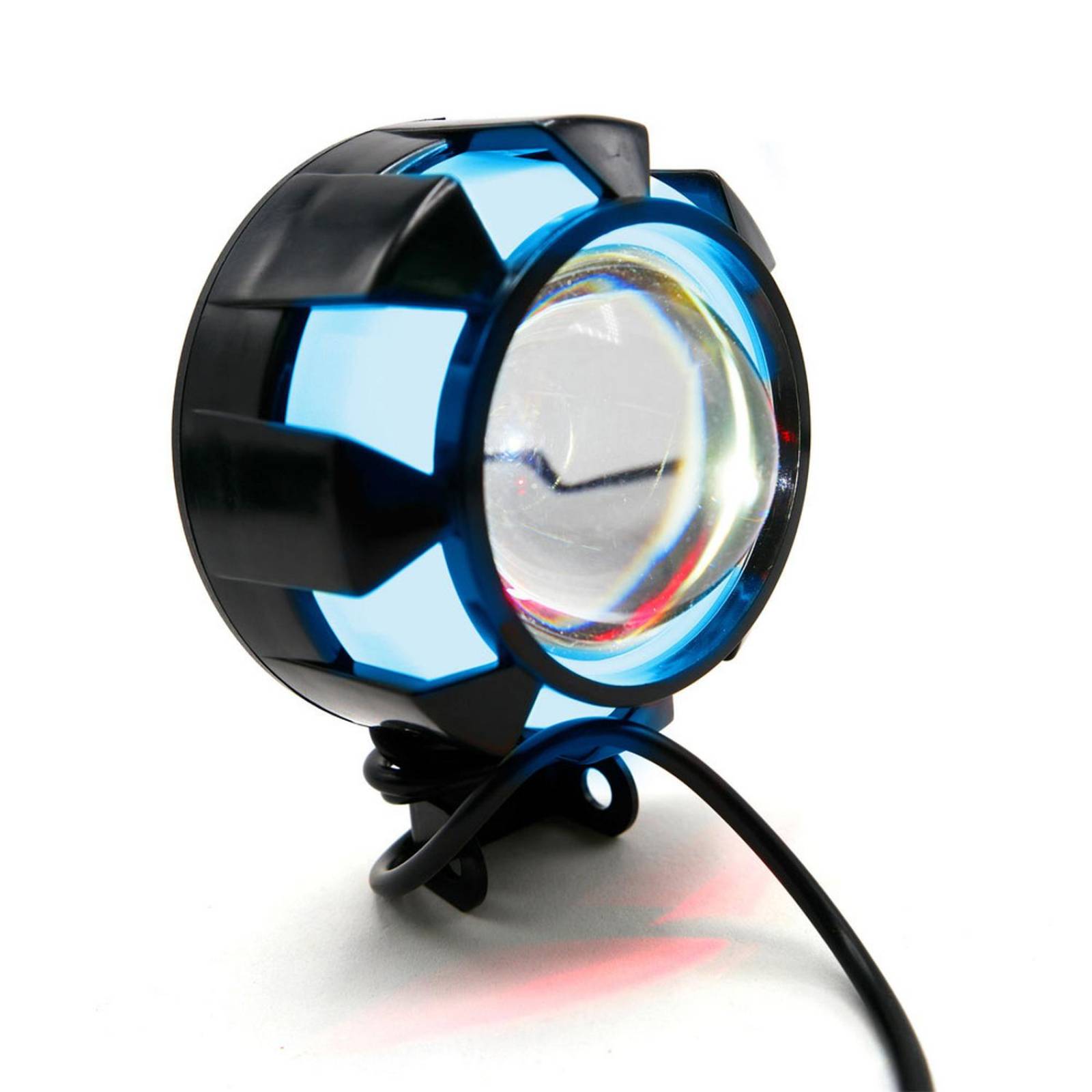 Faro Para Moto Rasen Led Luz Blanca Redondo               Azul