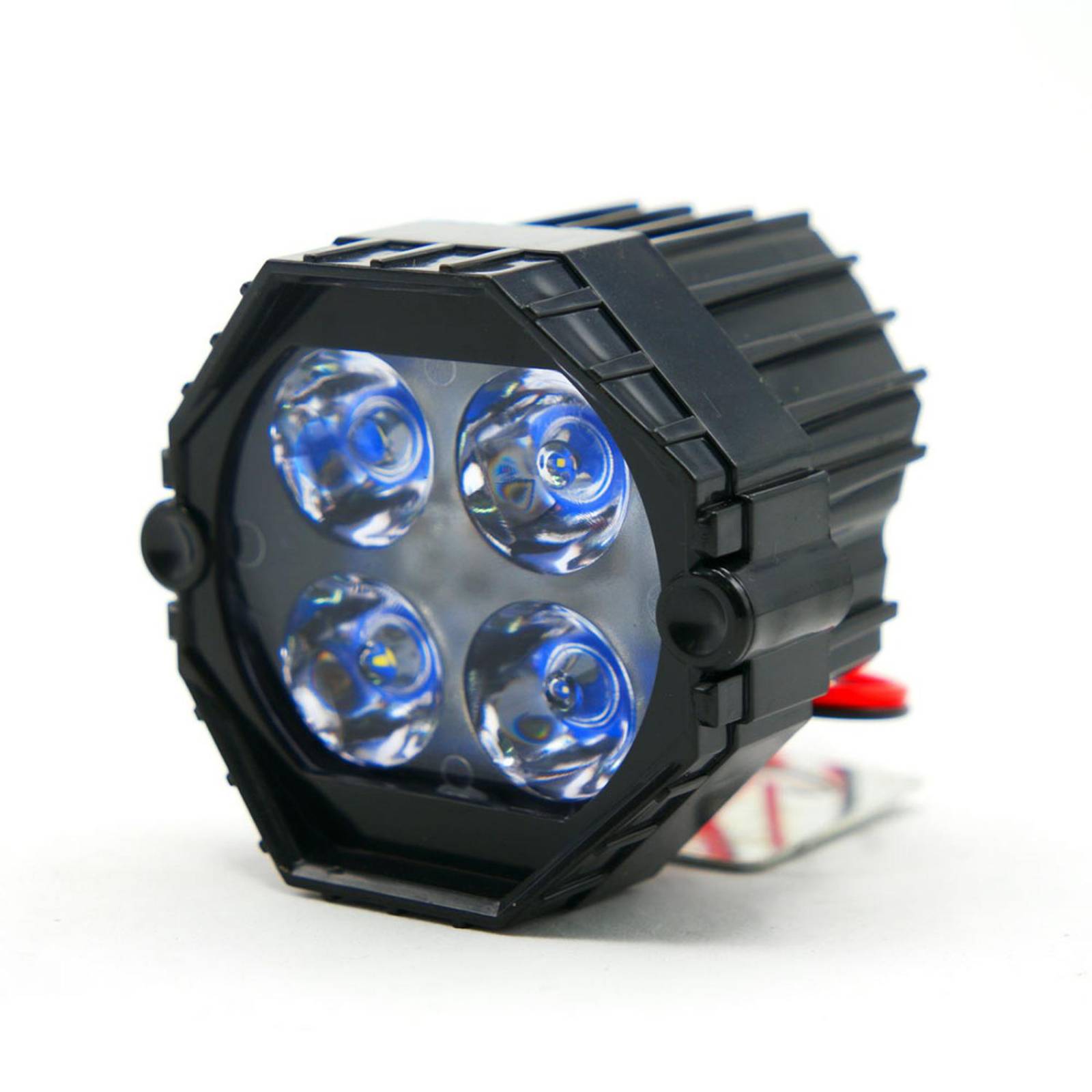 Faro Para Moto Rasen Auxiliar Redondo 4 Led Luz Blanca Con Luz Alta,Baja Y Estrobo        