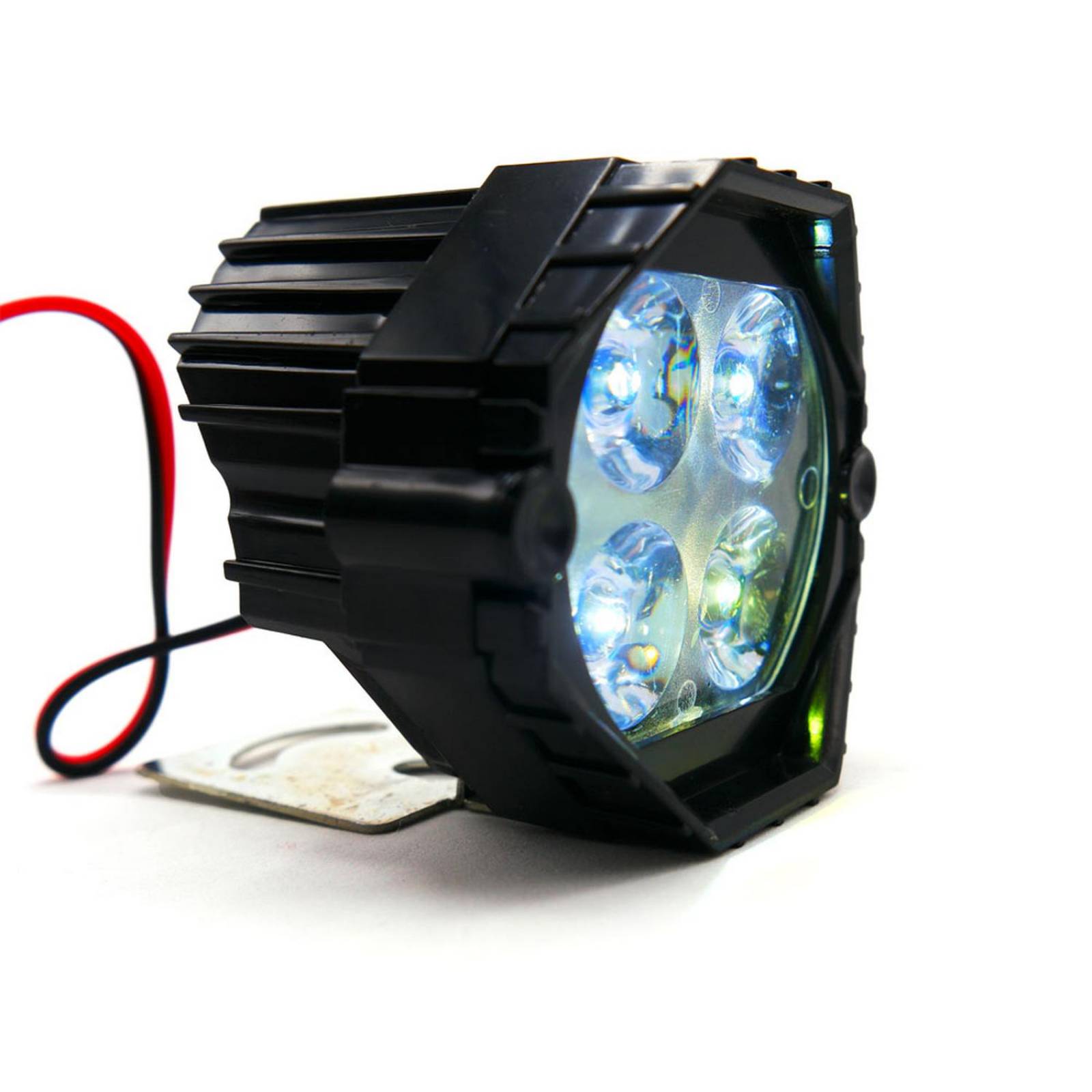 Faro Para Moto Rasen Auxiliar Redondo 4 Led Luz Blanca Con Luz Alta,Baja Y Estrobo        