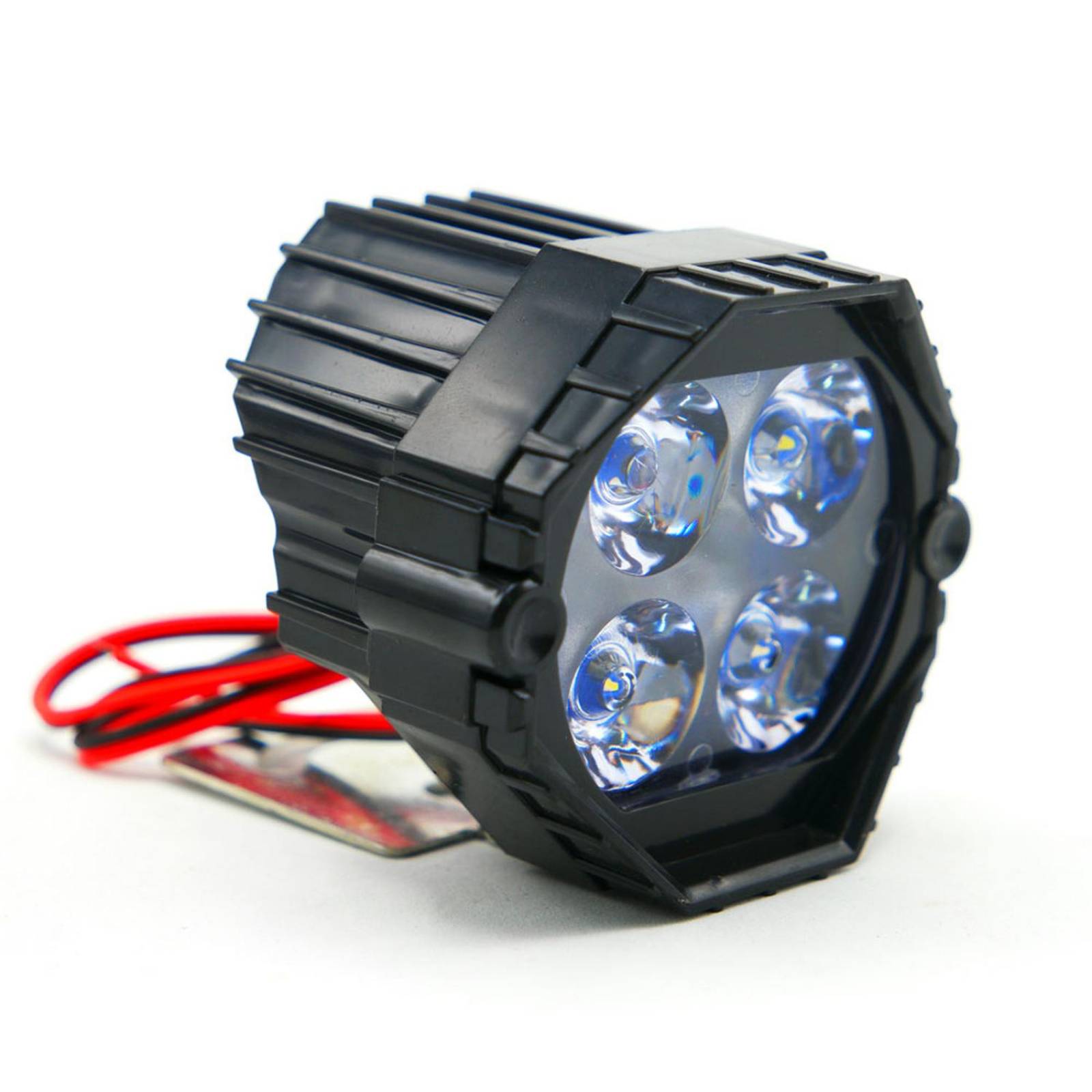 Faro Para Moto Rasen Auxiliar Redondo 4 Led Luz Blanca Con Luz Alta,Baja Y Estrobo        