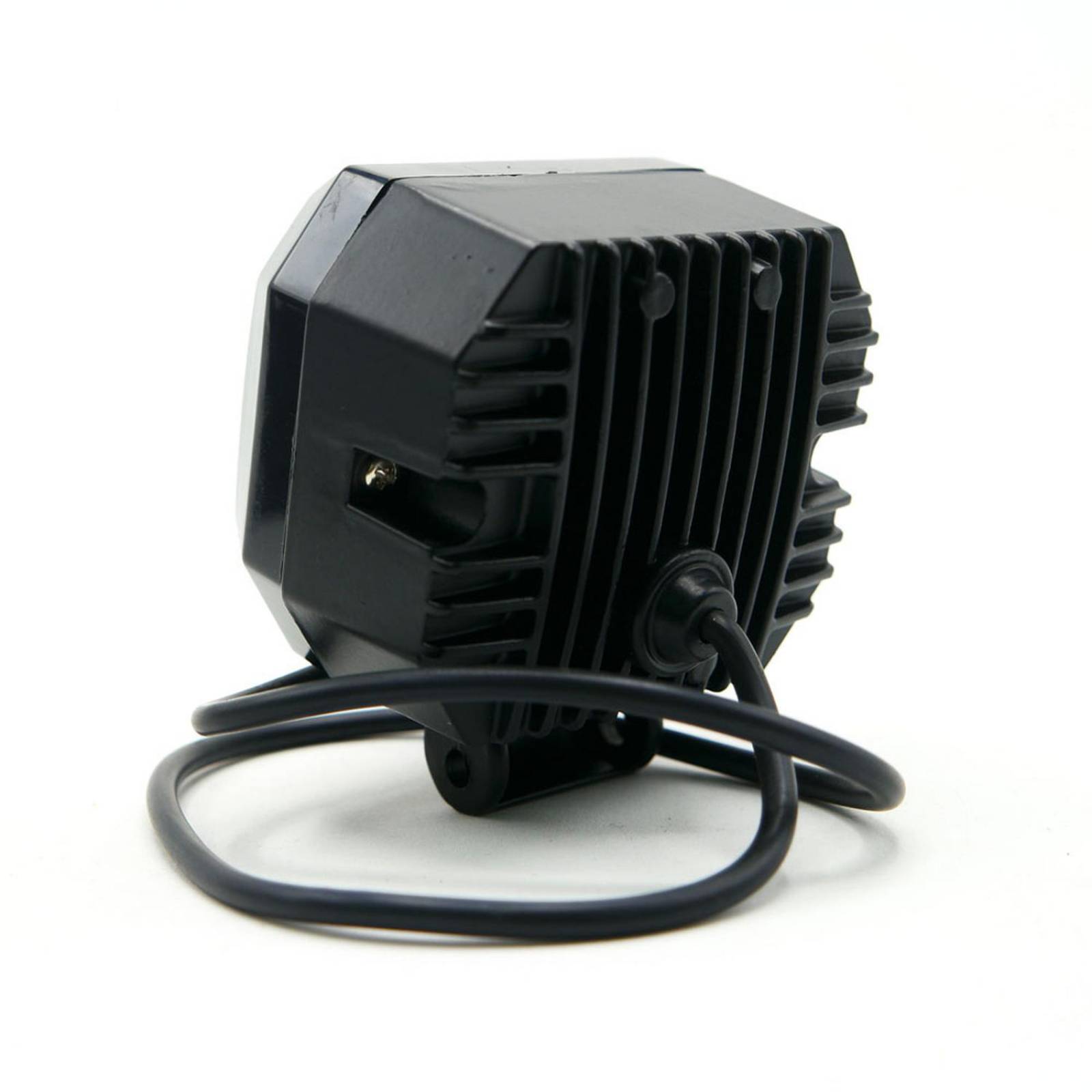 Faro Para Moto Rasen Led Cuadrado Mini 2 Led Con Lupa Luz Blanca Fija Y Con Estrobo Opcional Y Contorno   Azul