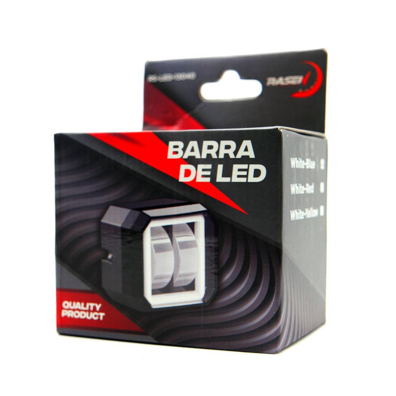 Faro Para Moto Rasen Led Cuadrado Mini 2 Led Con Lupa Luz Blanca Fija Y Con Estrobo Opcional Y Contorno   Azul