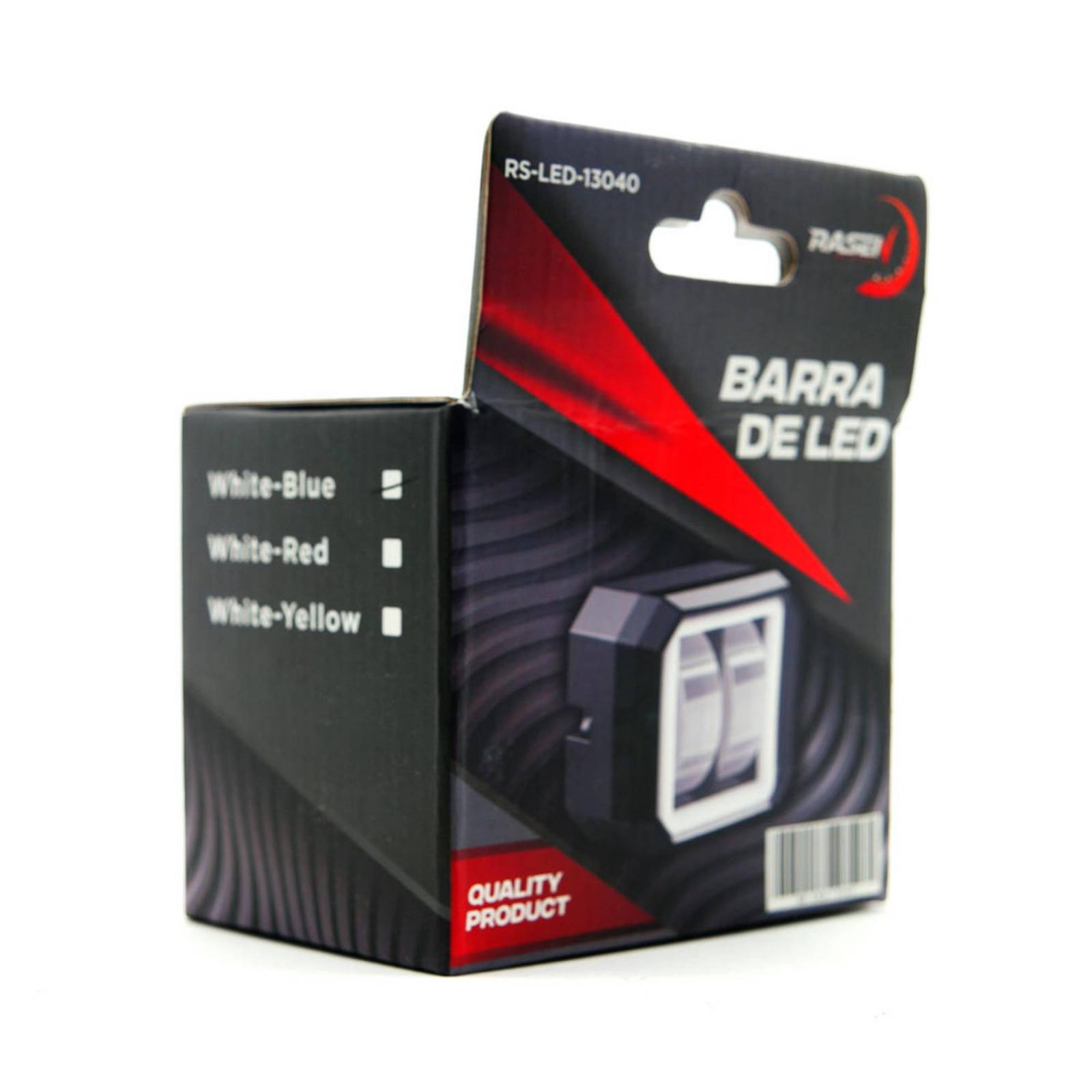 Faro Para Moto Rasen Led Cuadrado Mini 2 Led Con Lupa Luz Blanca Fija Y Con Estrobo Opcional Y Contorno   Azul