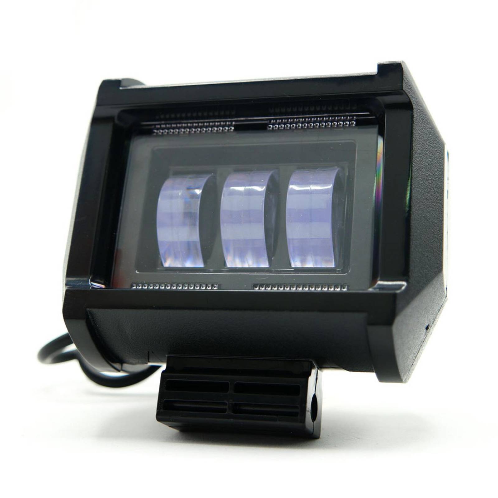 Faro Para Moto Rasen Auxiliar Cuadrado 3 Led Con Lupa Con Luz Alta, Baja Y Estrobo       