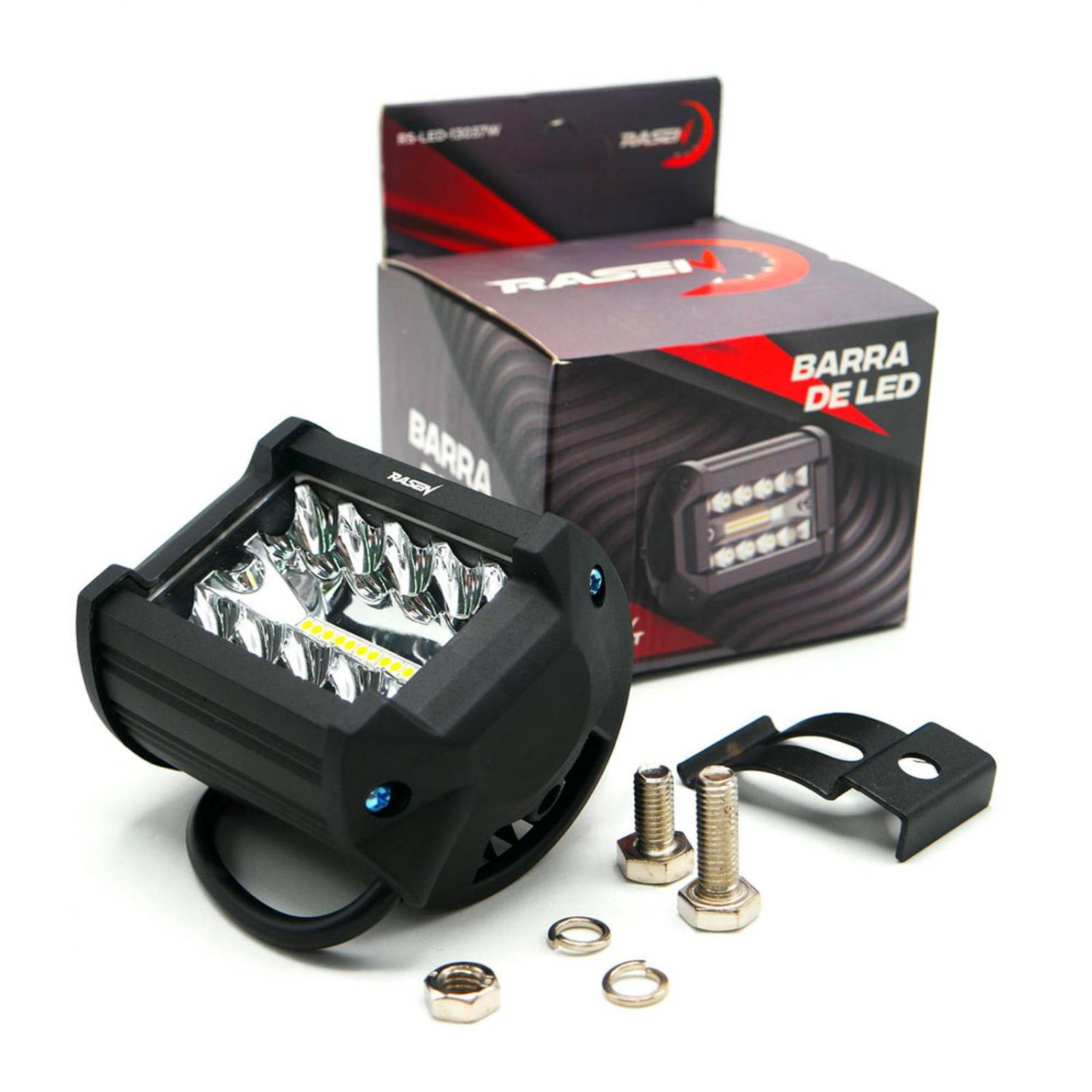 Faro Para Moto Rasen Cuadrado 40 Led Luz Blanca Fija             
