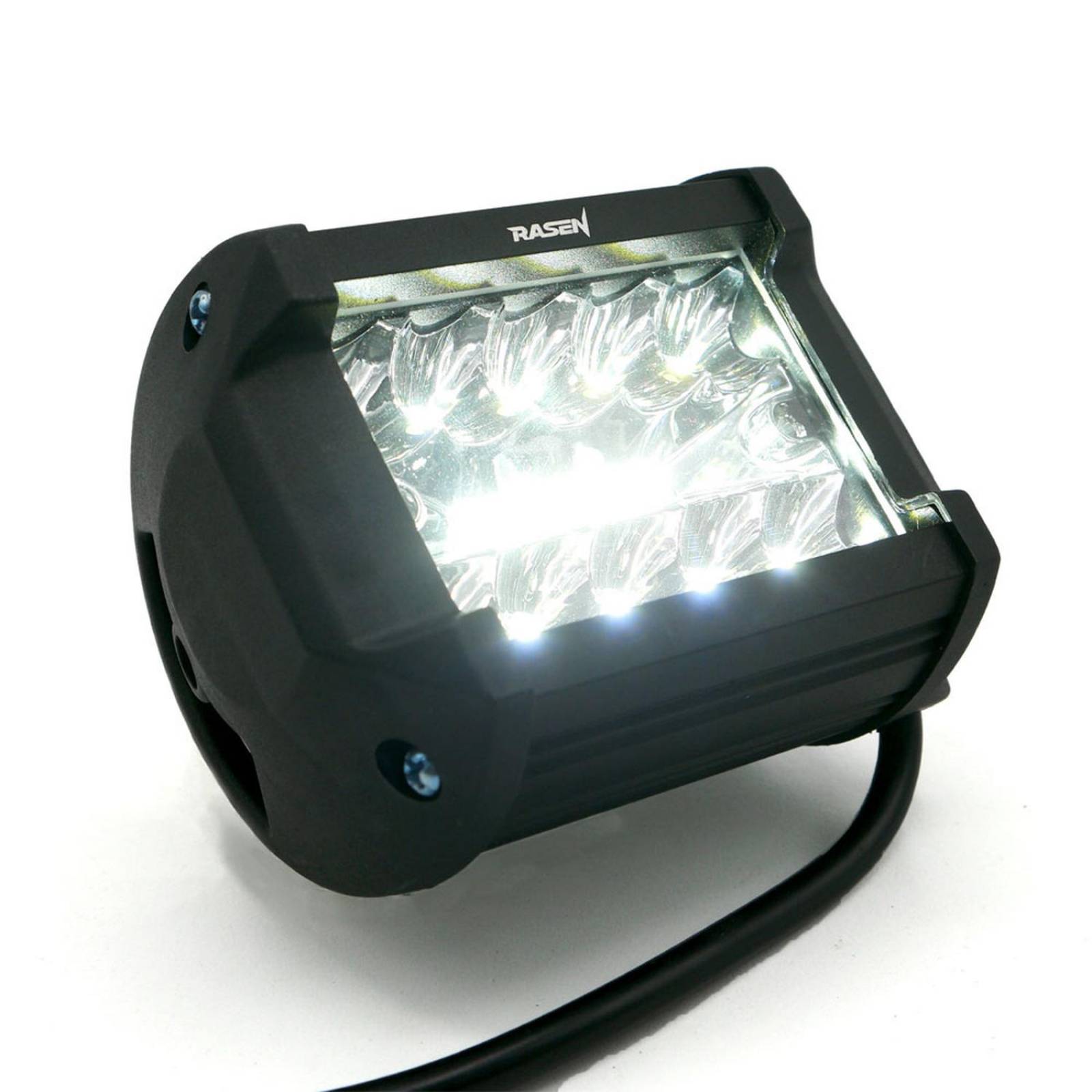 Faro Para Moto Rasen Cuadrado 40 Led Luz Blanca Fija             