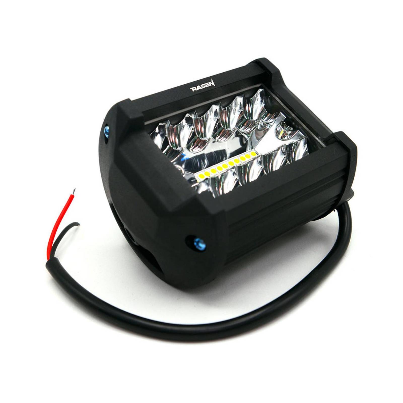 Faro Para Moto Rasen Cuadrado 40 Led Luz Blanca Fija             