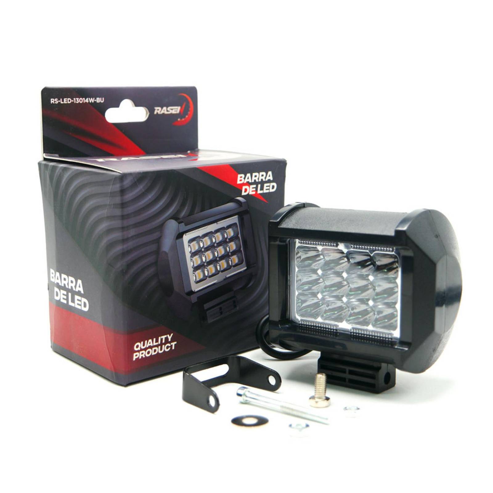 Faro Para Moto Rasen Auxiliar Led Cuadrado 3 Filas 12 Led Con Luz Alta, Baja Y Estrobo      