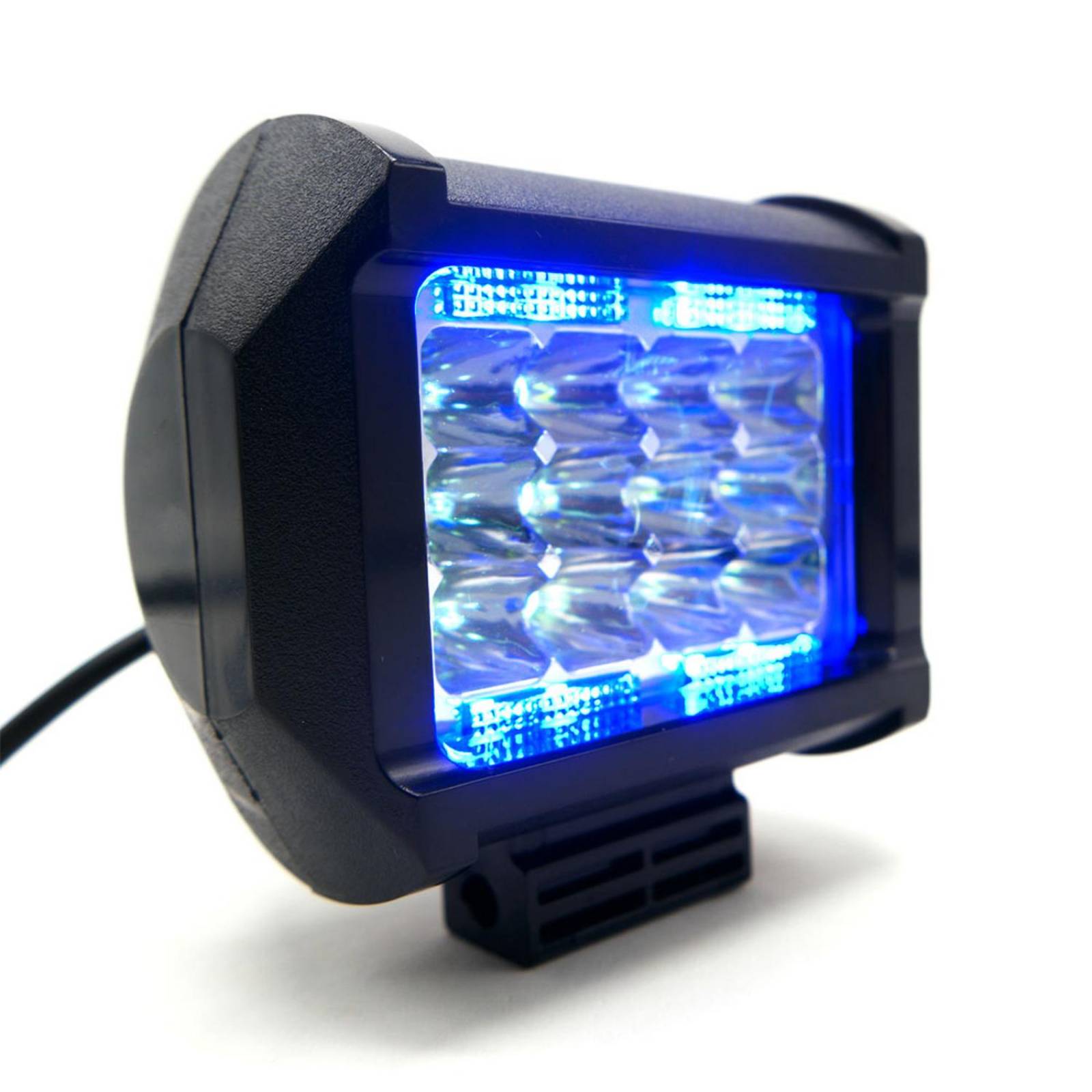 Faro Para Moto Rasen Auxiliar Led Cuadrado 3 Filas 12 Led Con Luz Alta, Baja Y Estrobo      