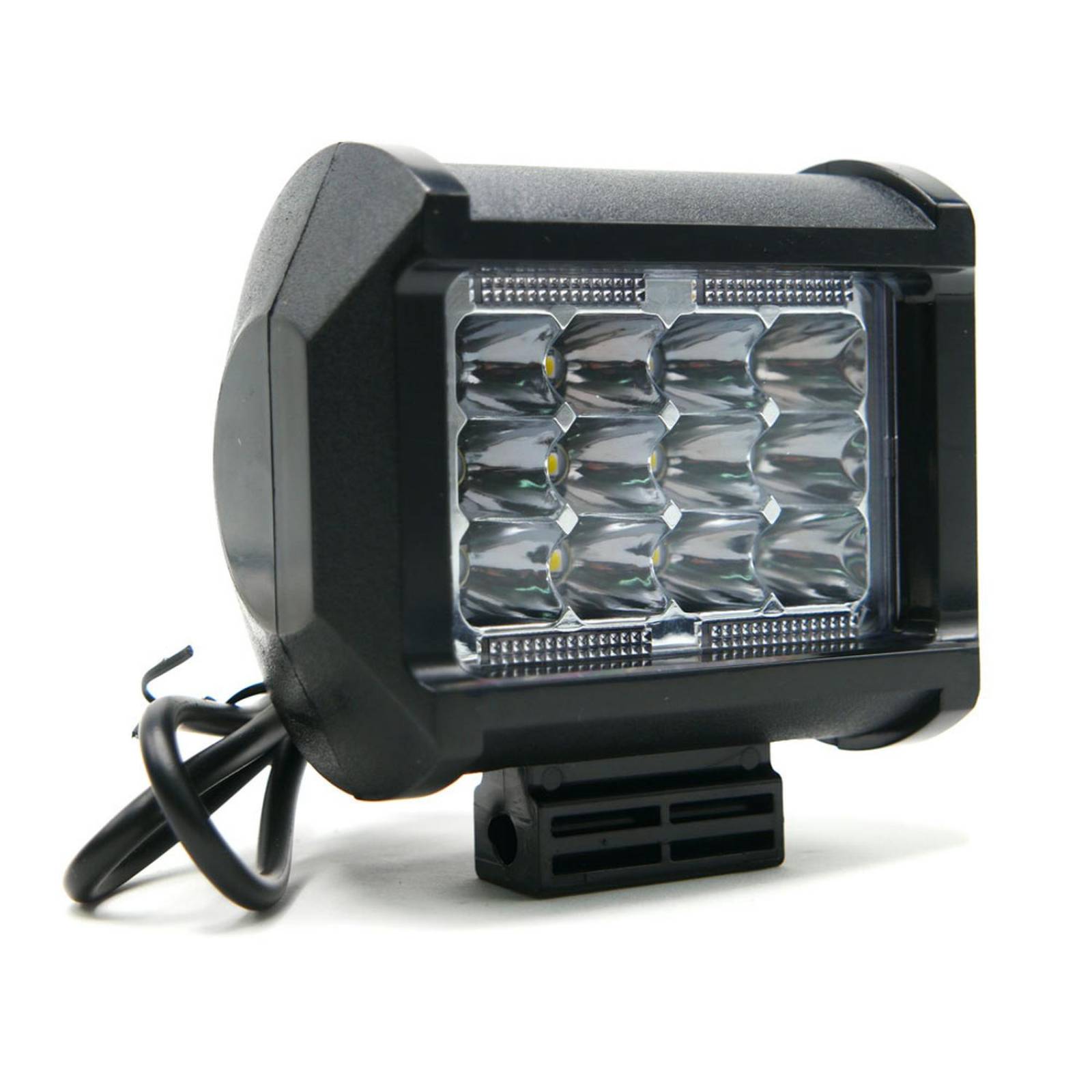 Faro Para Moto Rasen Auxiliar Led Cuadrado 3 Filas 12 Led Con Luz Alta, Baja Y Estrobo      