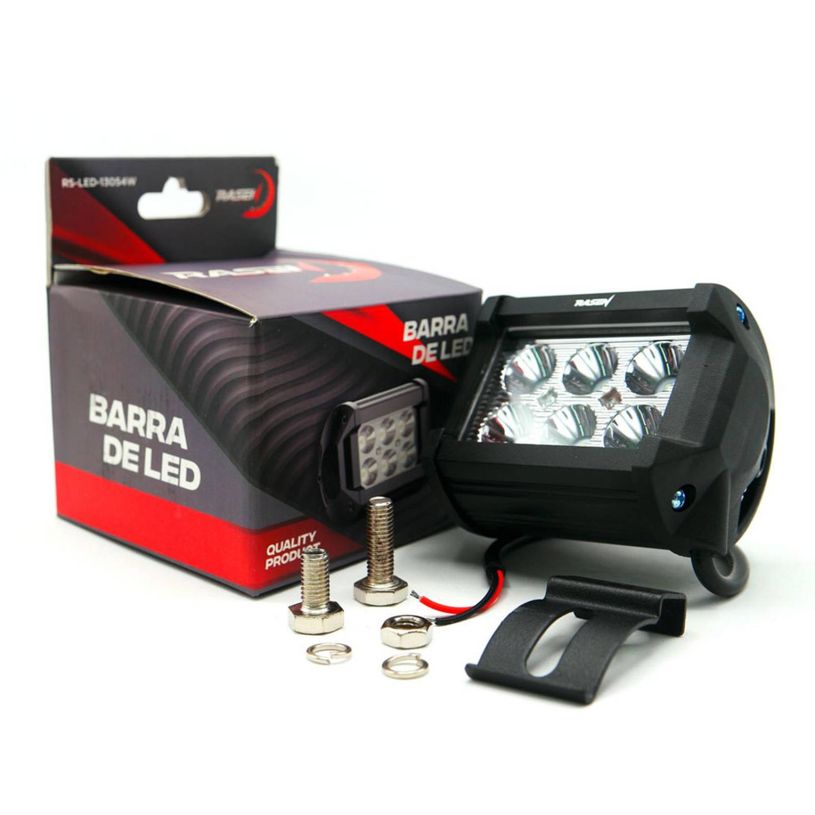 Faro Para Moto Rasen 6 Led Cuadrado Luz Fija