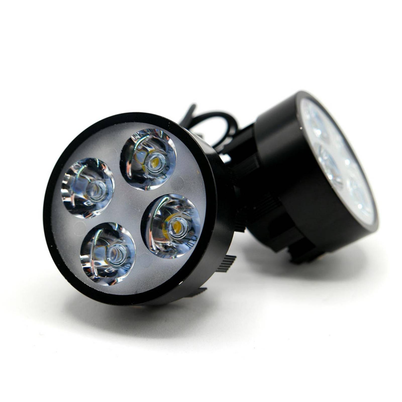 Faro Para Moto Rasen Redondo Aluminio Luz Blanca Alta, Baja Y Estrobo           Negro