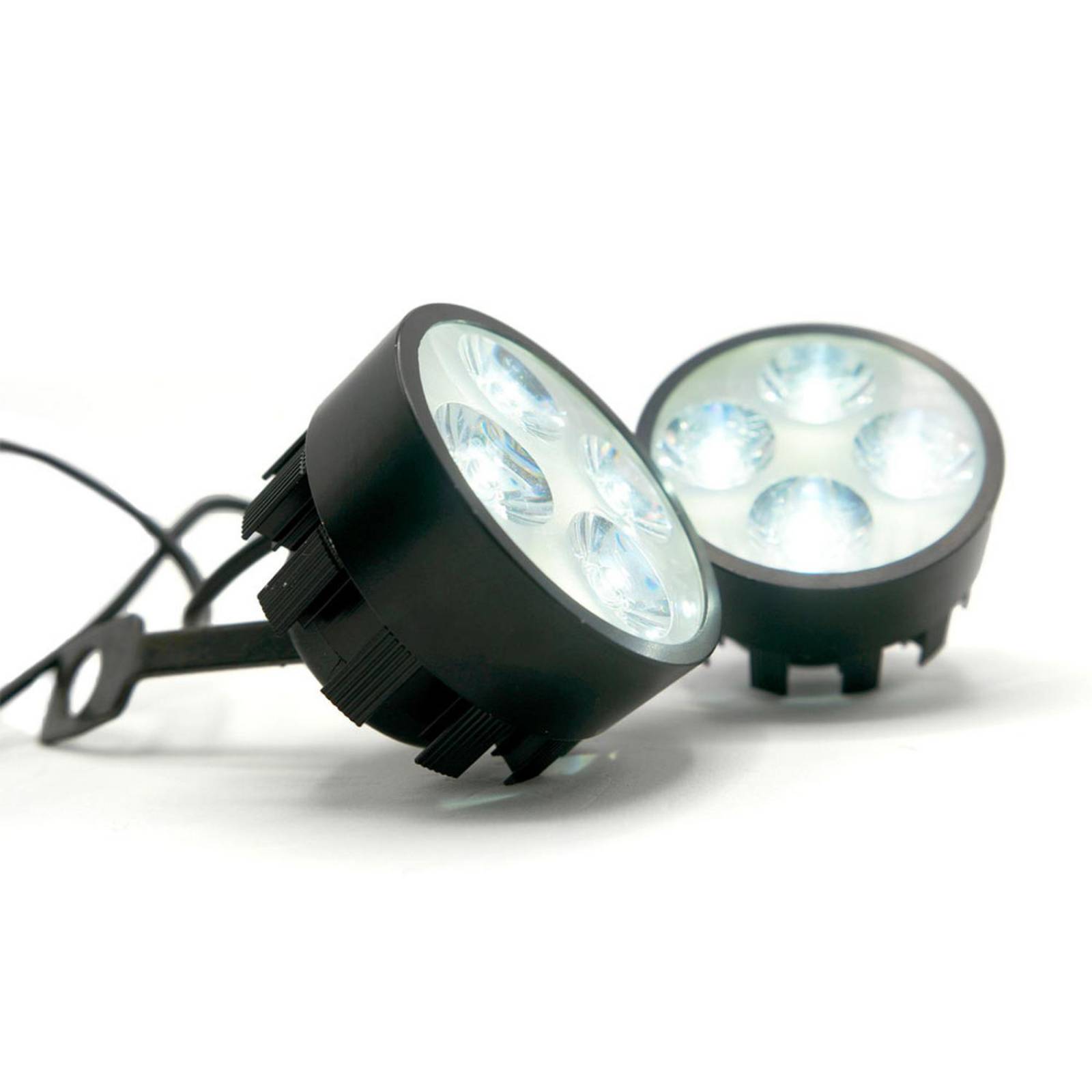 Faro Para Moto Rasen Redondo Aluminio Luz Blanca Alta, Baja Y Estrobo           Negro