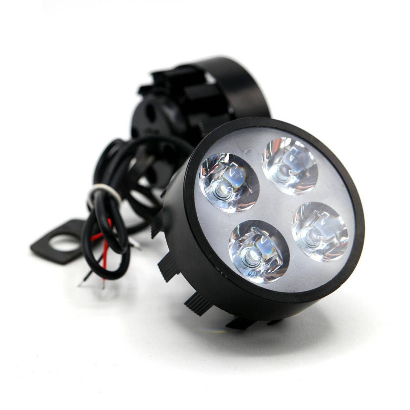 Faro Para Moto Rasen Redondo Aluminio Luz Blanca Alta, Baja Y Estrobo           Negro