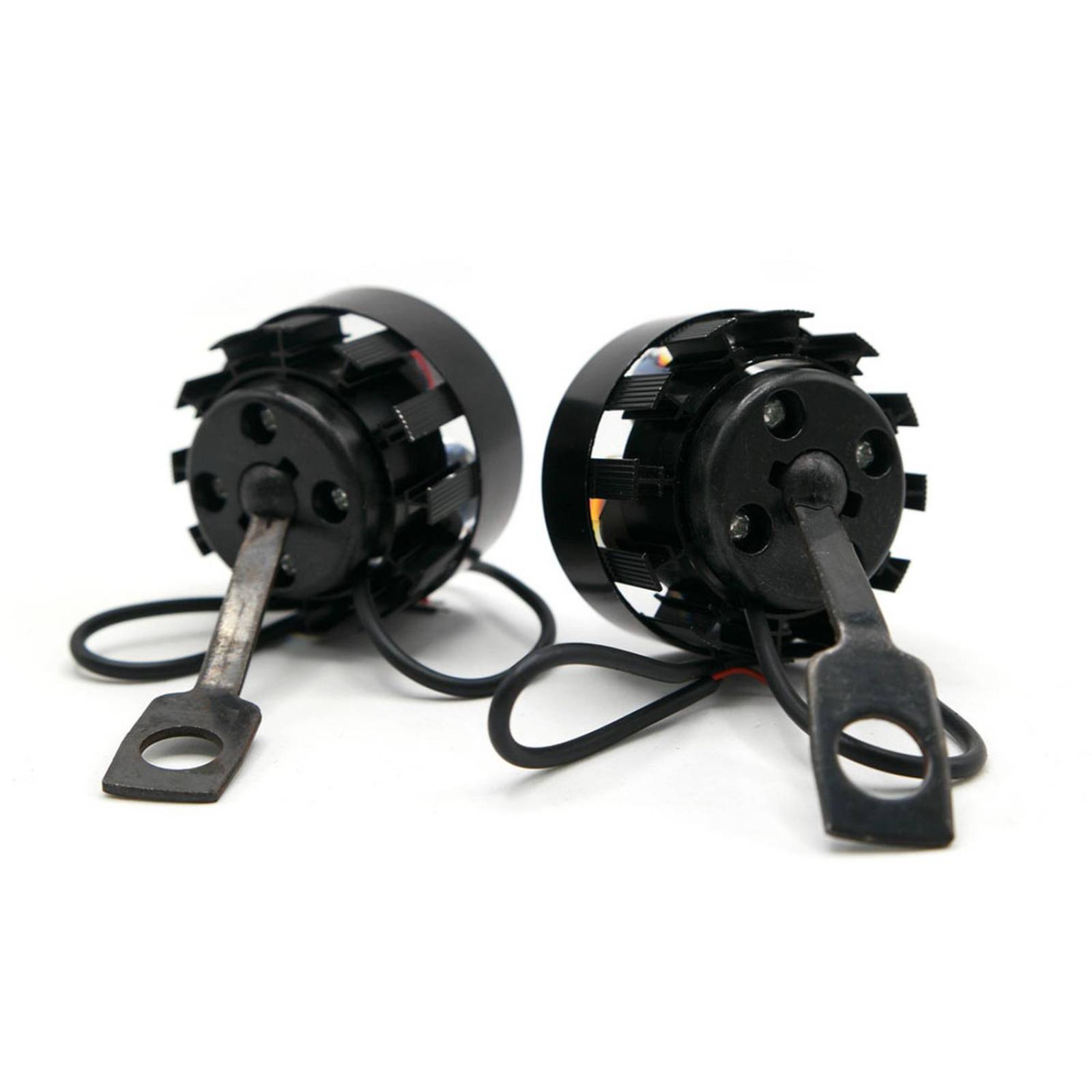 Faro Para Moto Rasen Redondo Aluminio Luz Blanca Alta, Baja Y Estrobo           Negro