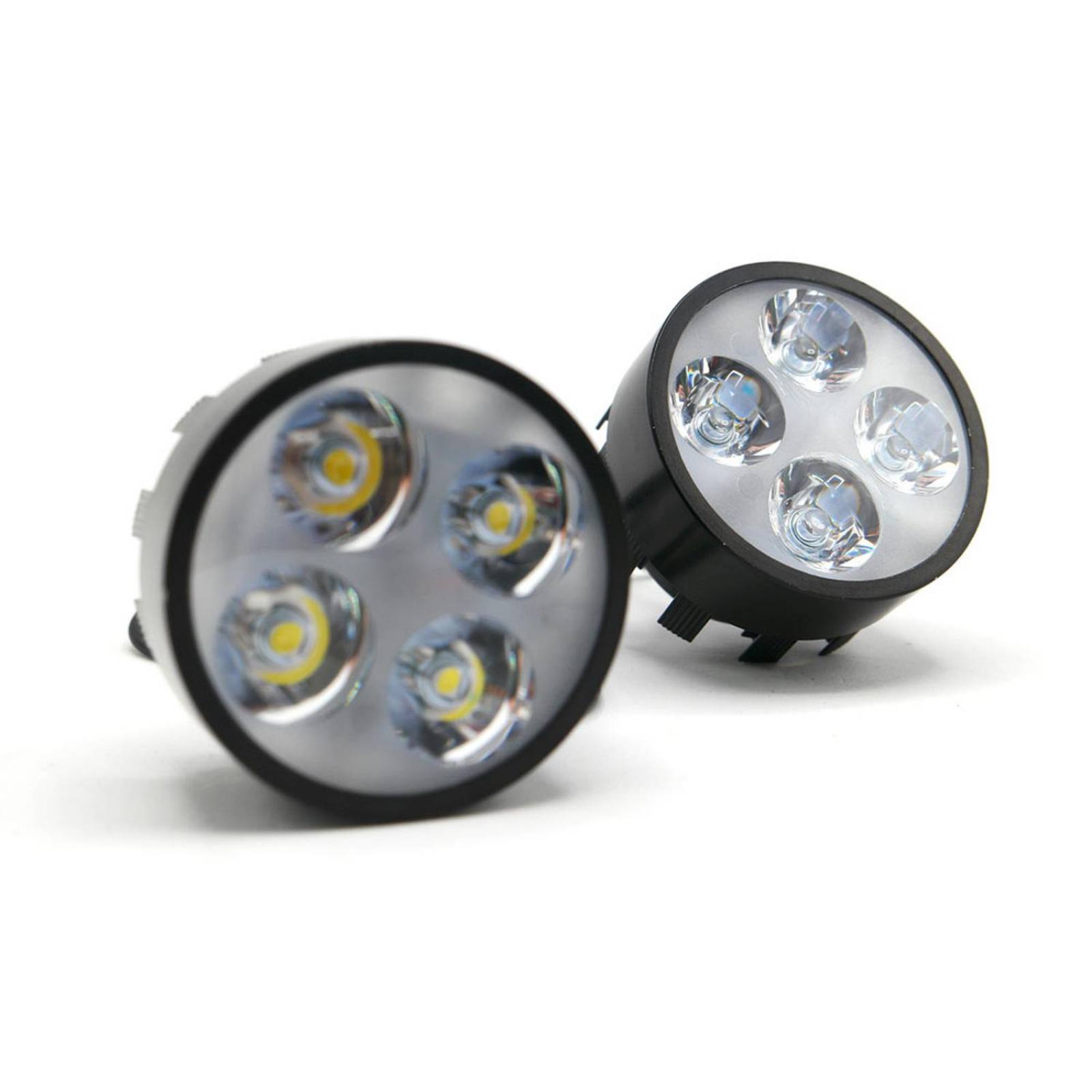 Faro Para Moto Rasen Redondo Aluminio Luz Blanca Alta, Baja Y Estrobo           Negro