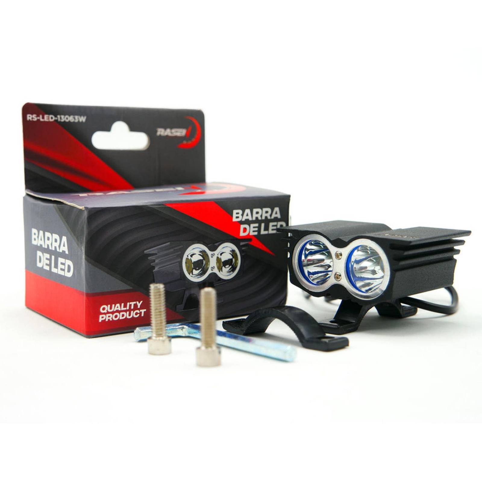 Faro Para Moto Rasen Auxiliar Led Tipo Halcon 2 Led Con Luz Blanca Alta, Baja Y Estrobo      