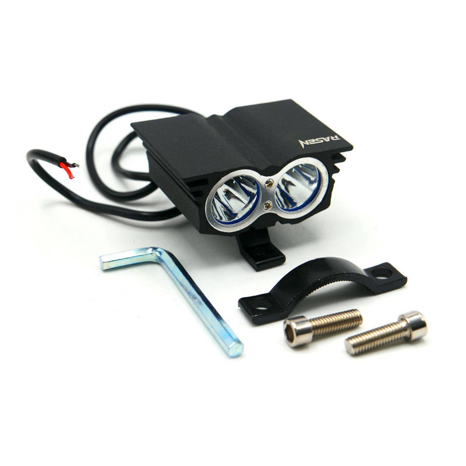 Faro Para Moto Rasen Auxiliar Led Tipo Halcon 2 Led Con Luz Blanca Alta, Baja Y Estrobo      