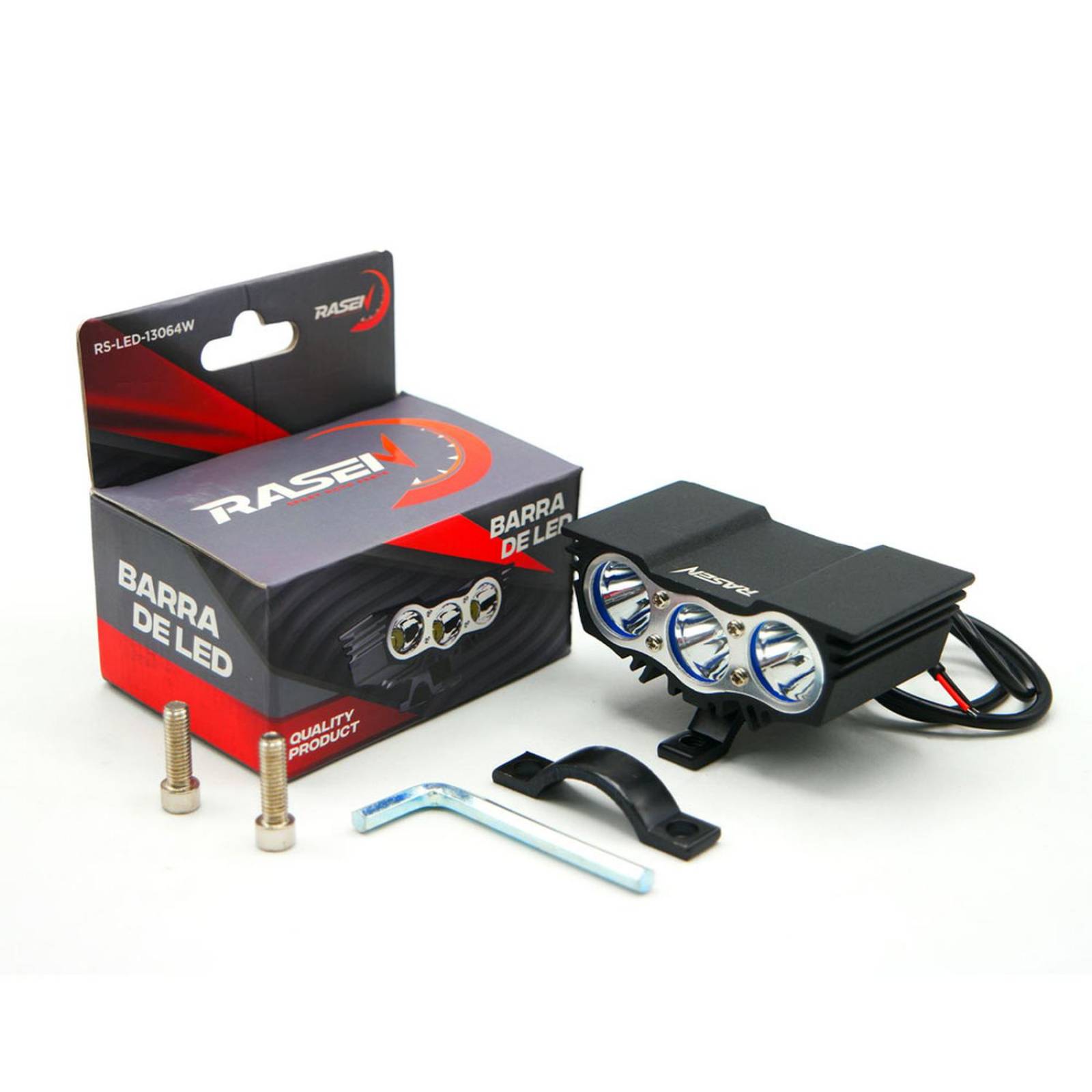 Faro Para Moto Rasen Auxiliar Led Tipo Halcon 3 Led Con Luz Blanca Alta, Baja Y Estrobo      