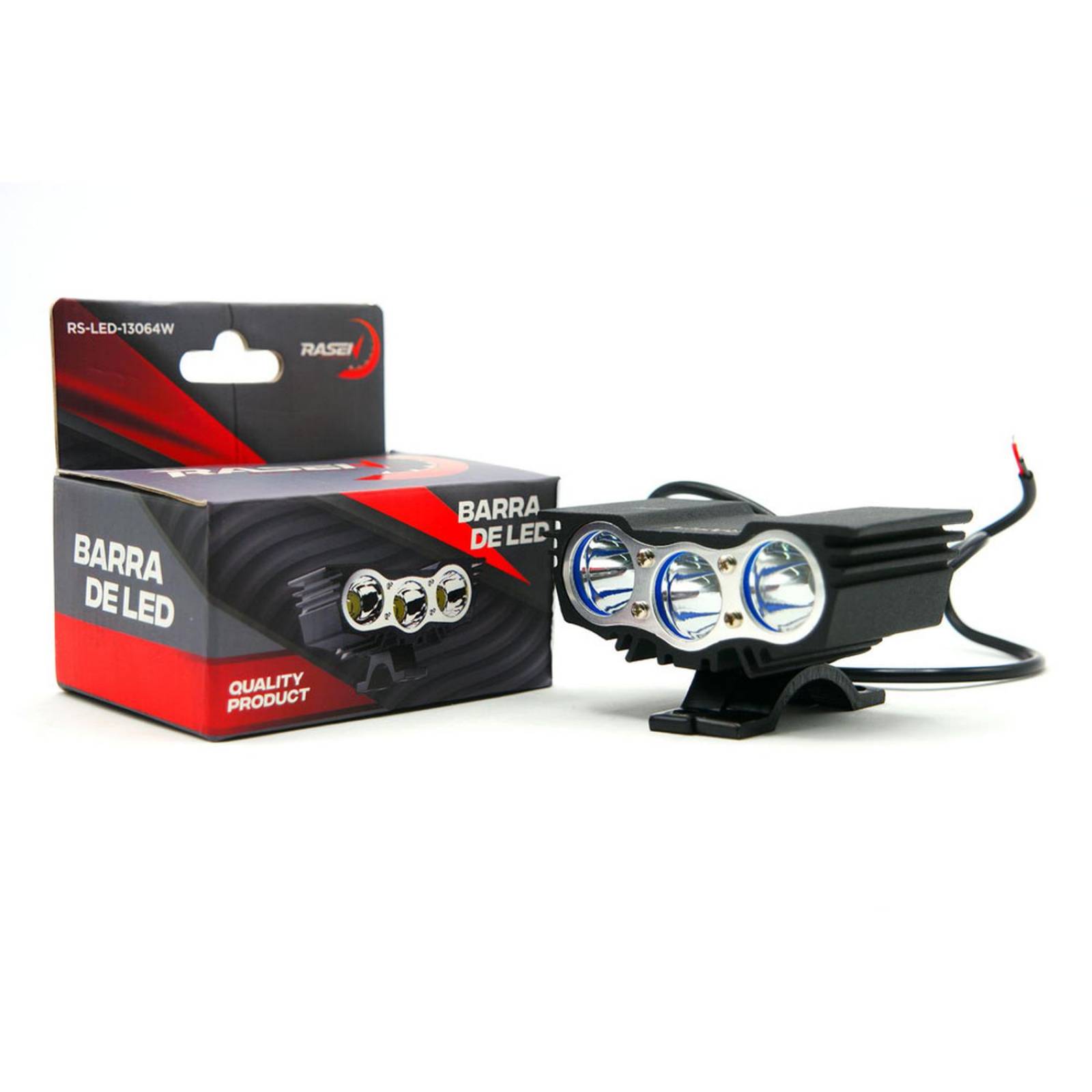 Faro Para Moto Rasen Auxiliar Led Tipo Halcon 3 Led Con Luz Blanca Alta, Baja Y Estrobo      