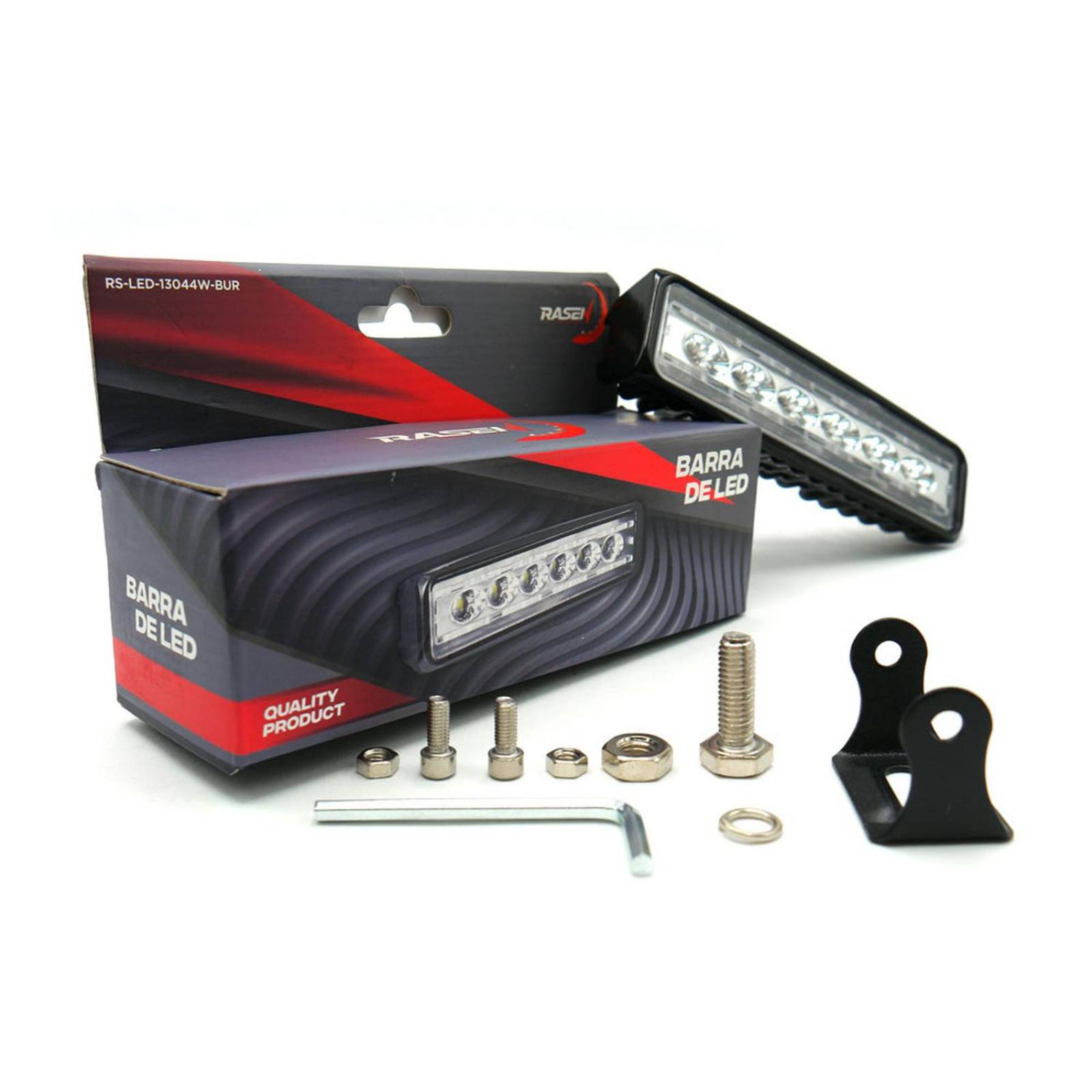 Barra Para Moto Rasen 6 Led Luz Blanca Contorno Con Estrobo            