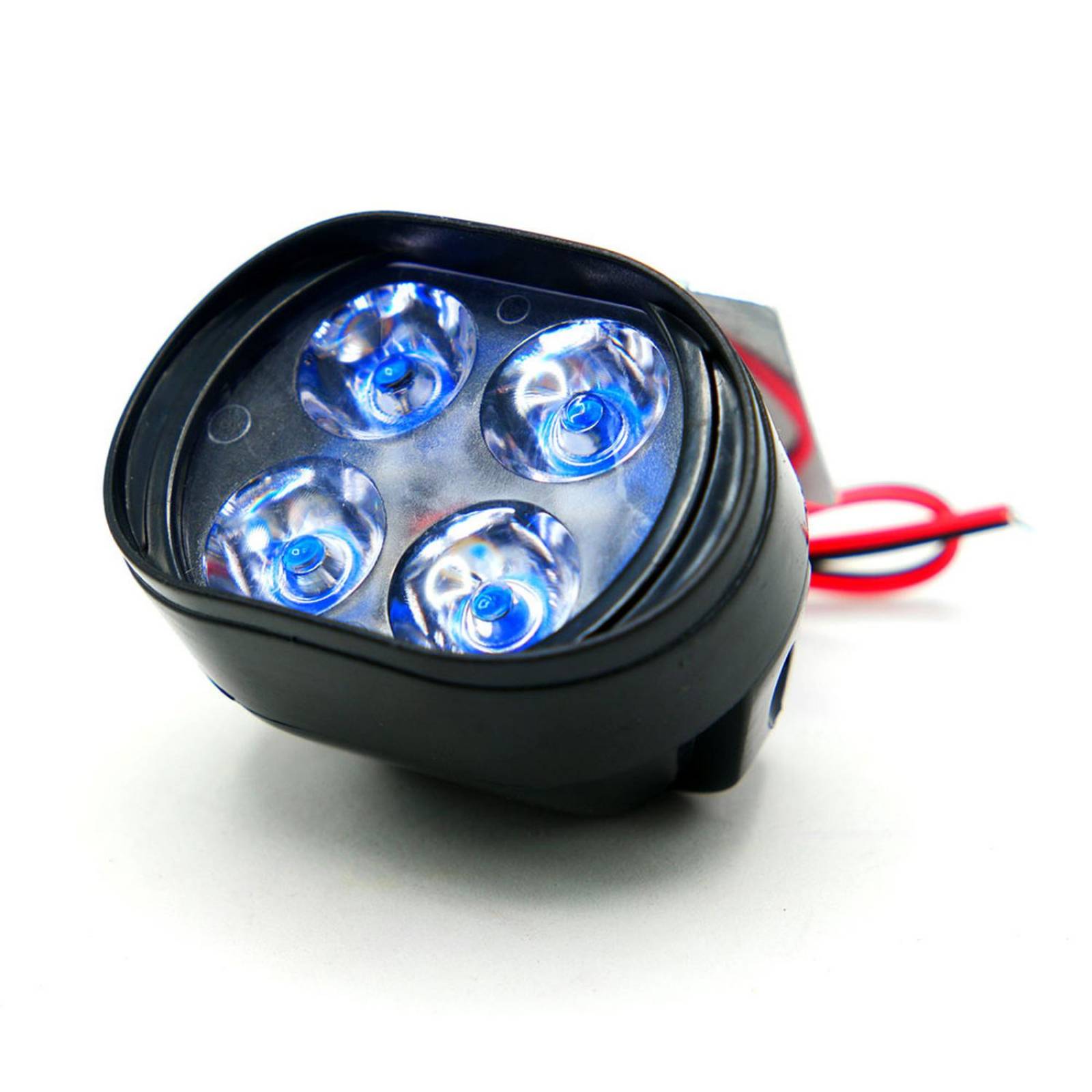 Faro Para Moto Rasen Auxiliar Ovalado 4 Led Blanco Con Luz Alta, Baja Y Estrobo        