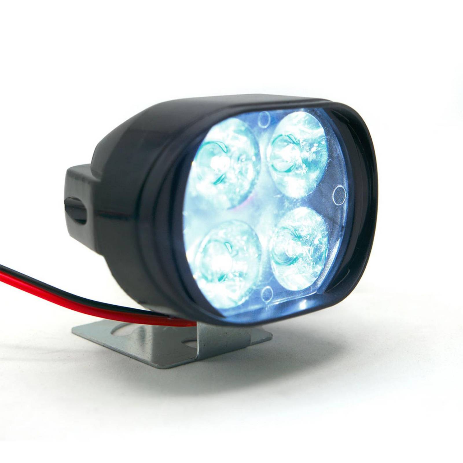 Faro Para Moto Rasen Auxiliar Ovalado 4 Led Blanco Con Luz Alta, Baja Y Estrobo        