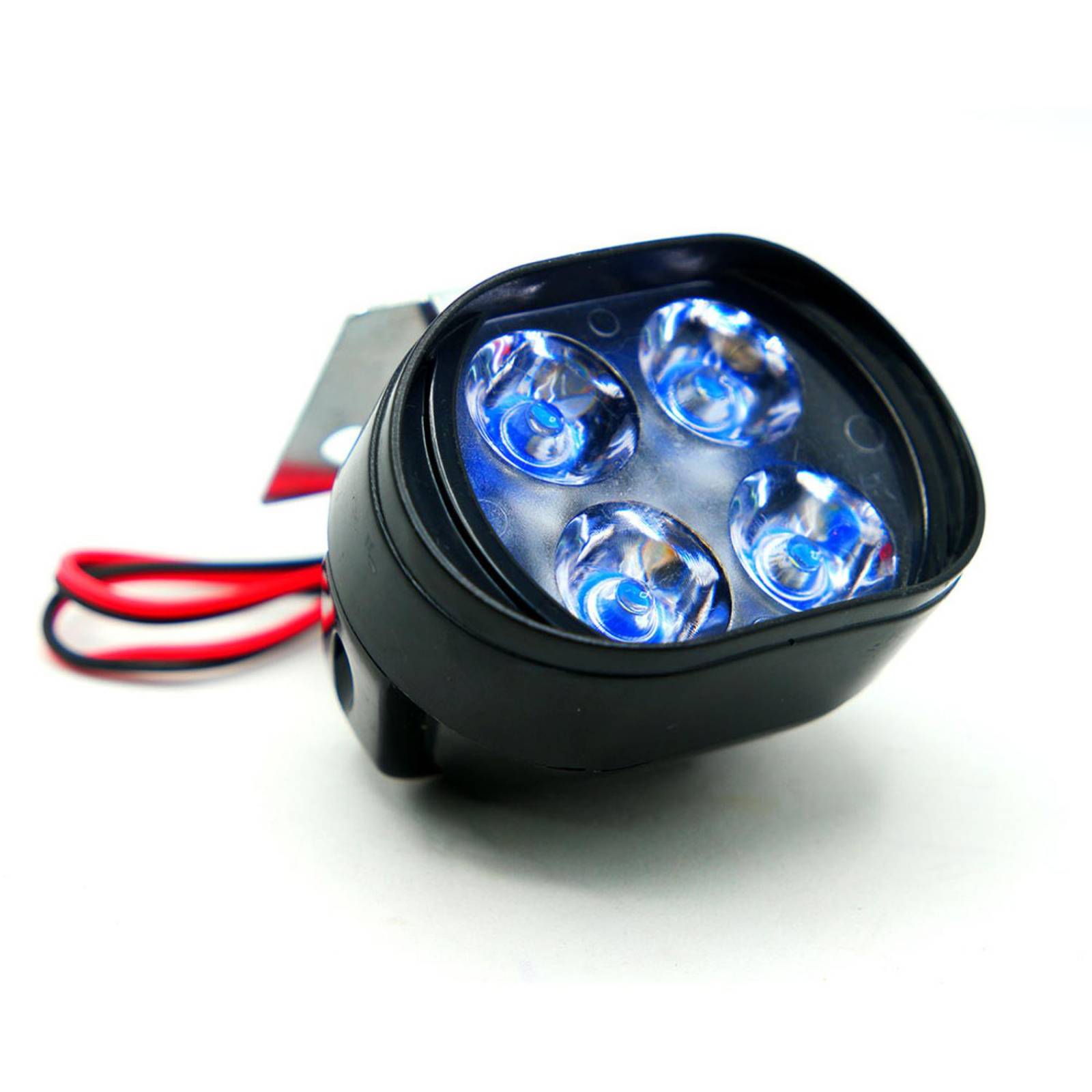 Faro Para Moto Rasen Auxiliar Ovalado 4 Led Blanco Con Luz Alta, Baja Y Estrobo        