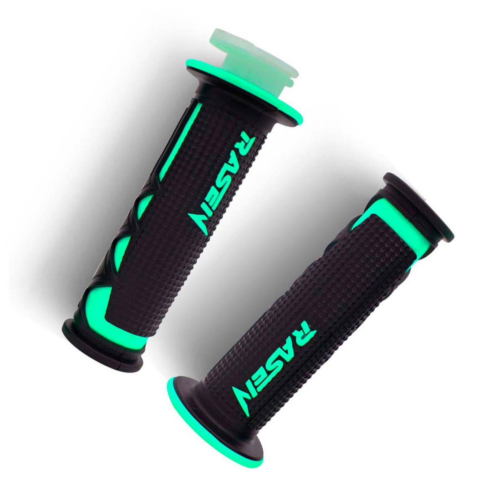 Puños Para Moto Rasen De Caucho Tipo Panal Verde claro Universal