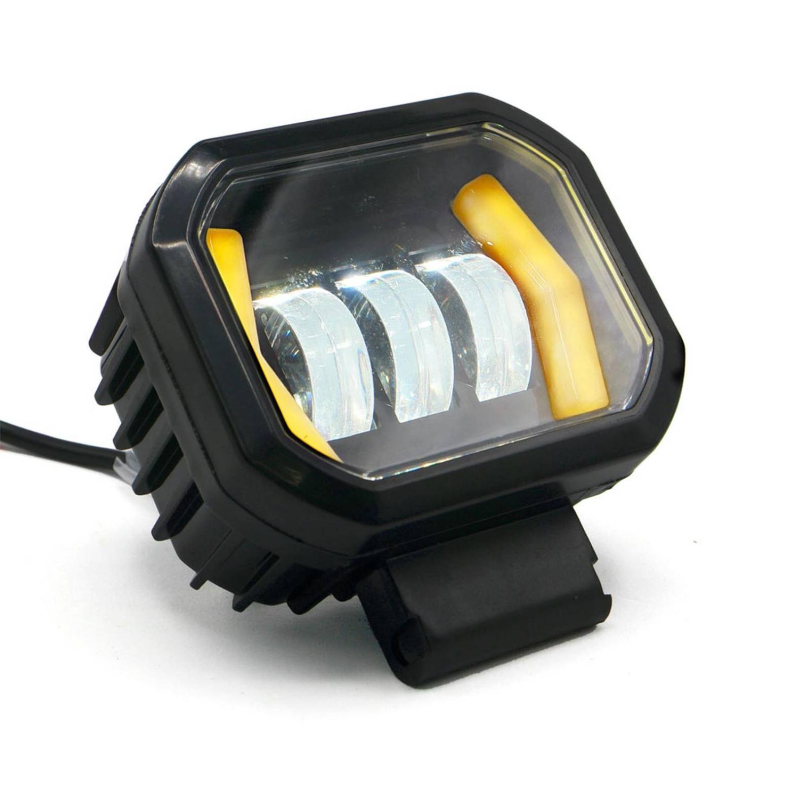 Faro Para Moto Rasen Auxiliar Led Con Lupa Con 3 Led Con Ojo De Angel Con Luz Blanca Fija Y Estrobo  Rojo