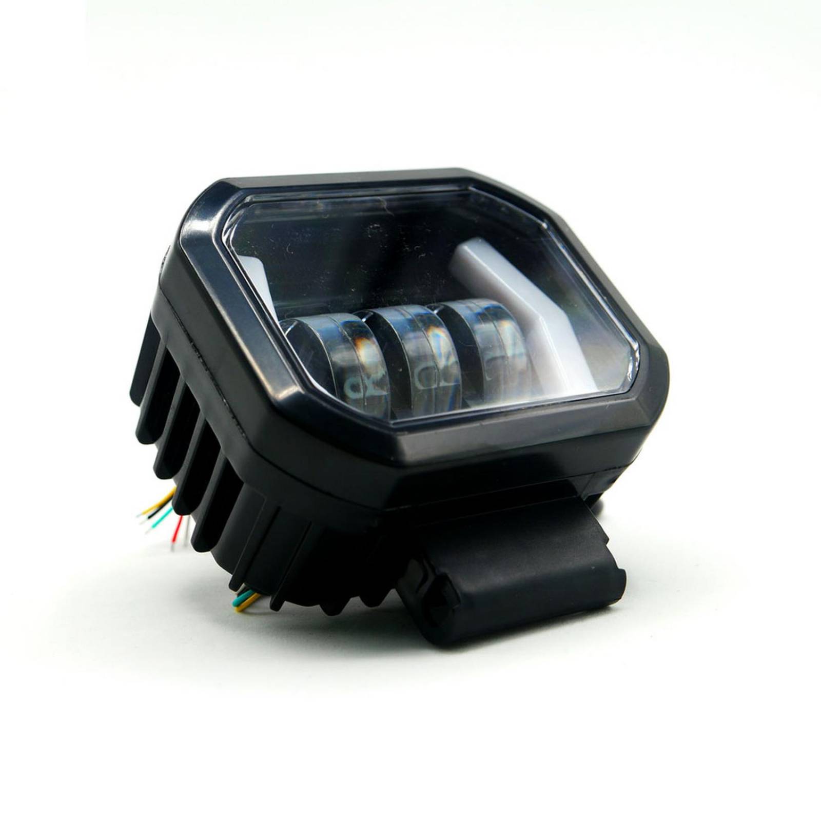 Faro Para Moto Rasen Auxiliar Led Con Lupa Con 3 Led Con Ojo De Angel Con Luz Blanca Fija Y Estrobo  Rojo
