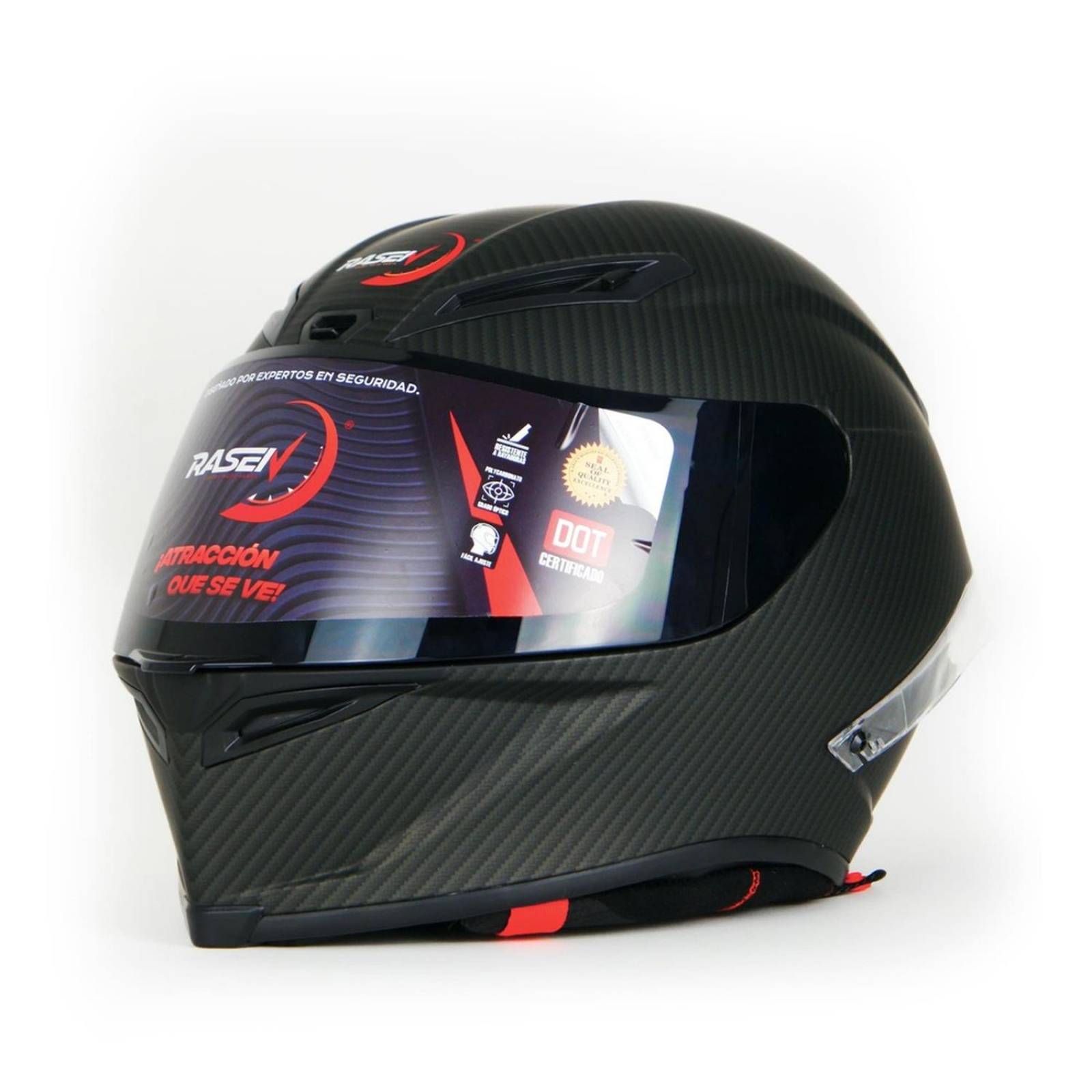 Casco Para Moto Rasen Cerrado Fibra De Carbono Certificado Dot              Negro