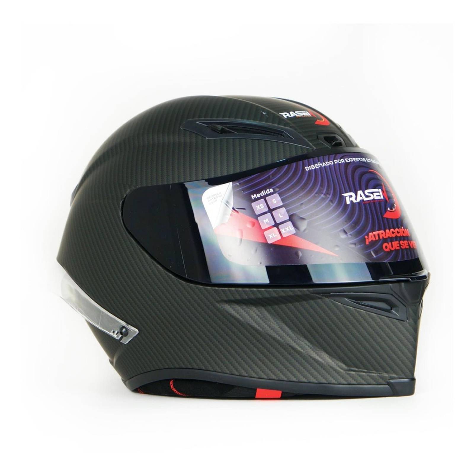 Casco Para Moto Rasen Cerrado Fibra De Carbono Certificado Dot              Negro