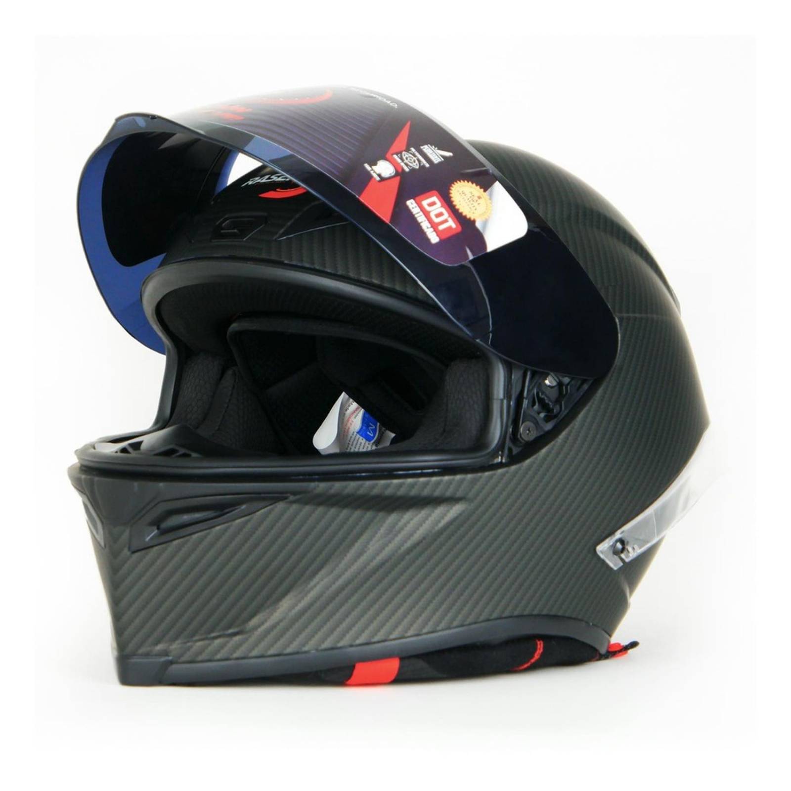 Casco Para Moto Rasen Cerrado Fibra De Carbono Certificado Dot Negro L