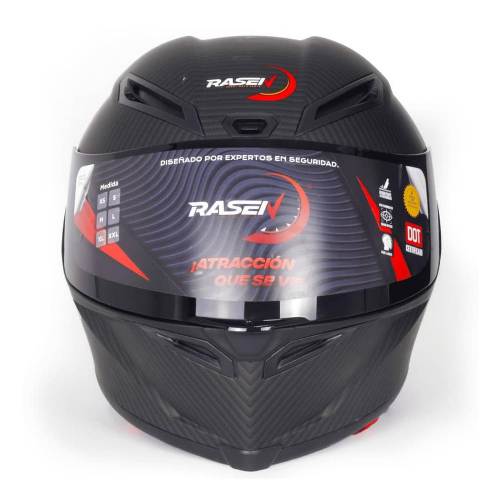 Casco Para Moto Rasen Cerrado Fibra De Carbono Certificado Dot              Negro
