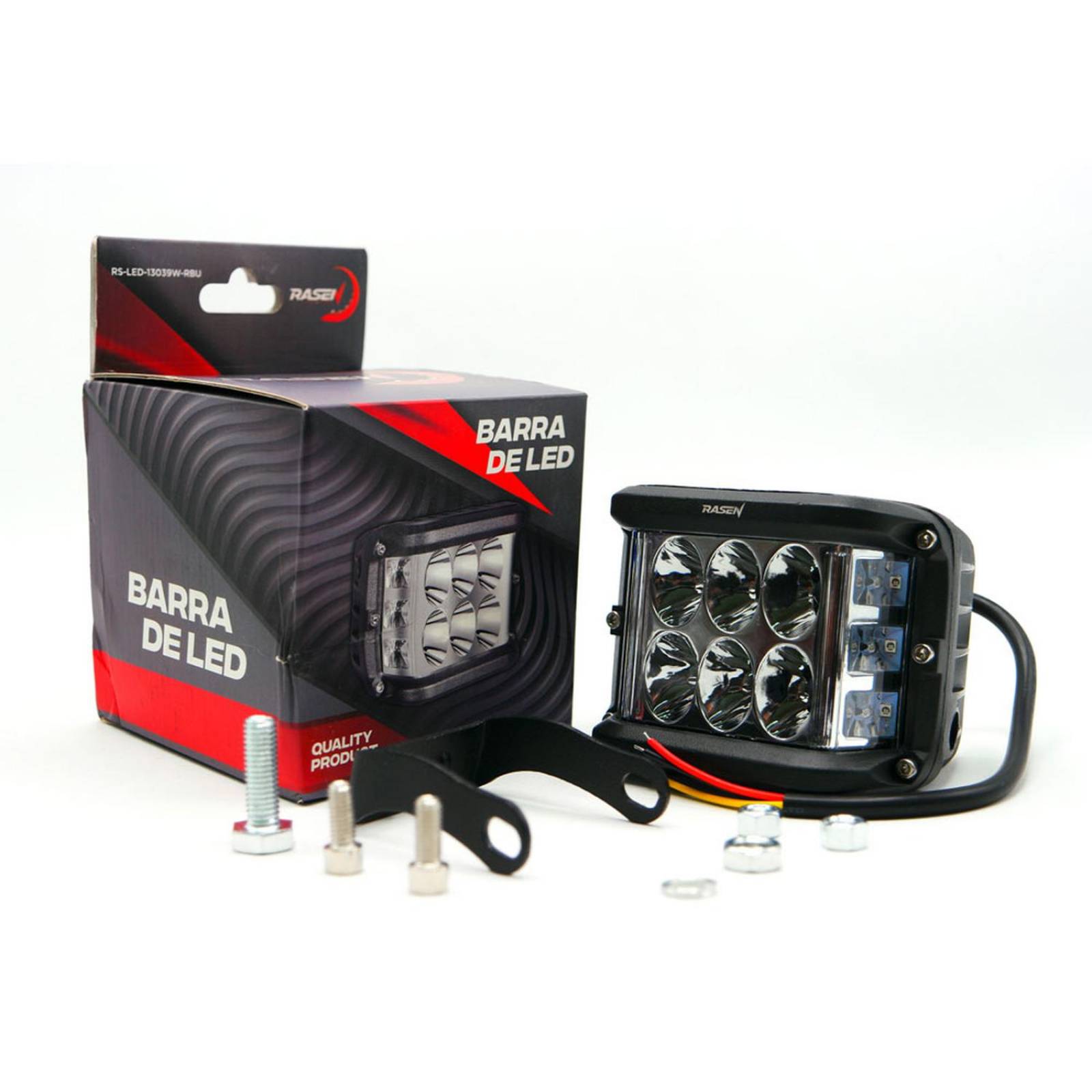Faro Para Moto Rasen Led Cuadrado Estrobo Luz Blanca Fija             