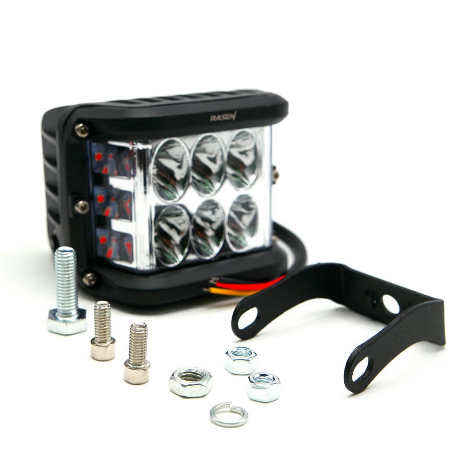 Faro Para Moto Rasen Led Cuadrado Estrobo Luz Blanca Fija             