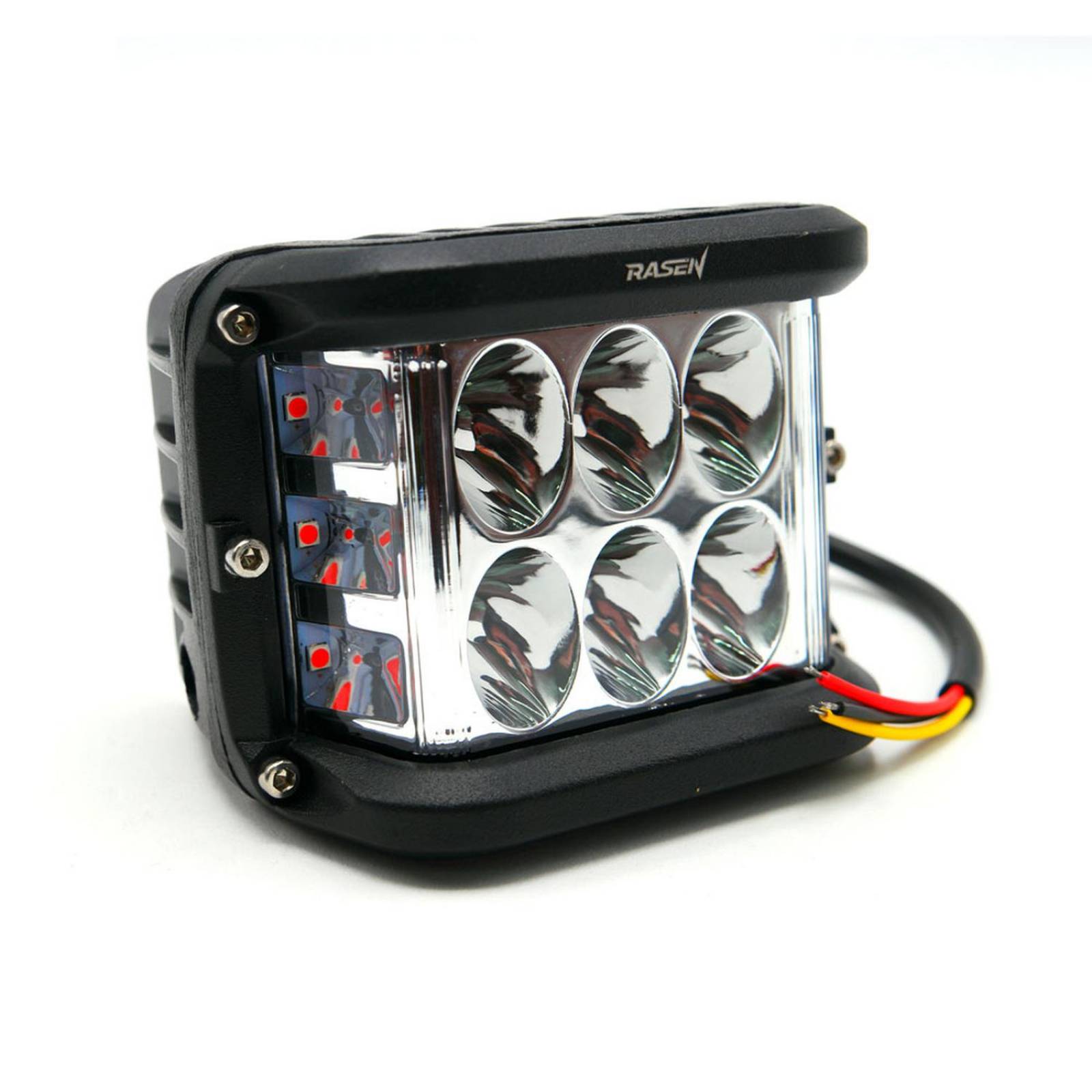 Faro Para Moto Rasen Led Cuadrado Estrobo Luz Blanca Fija             