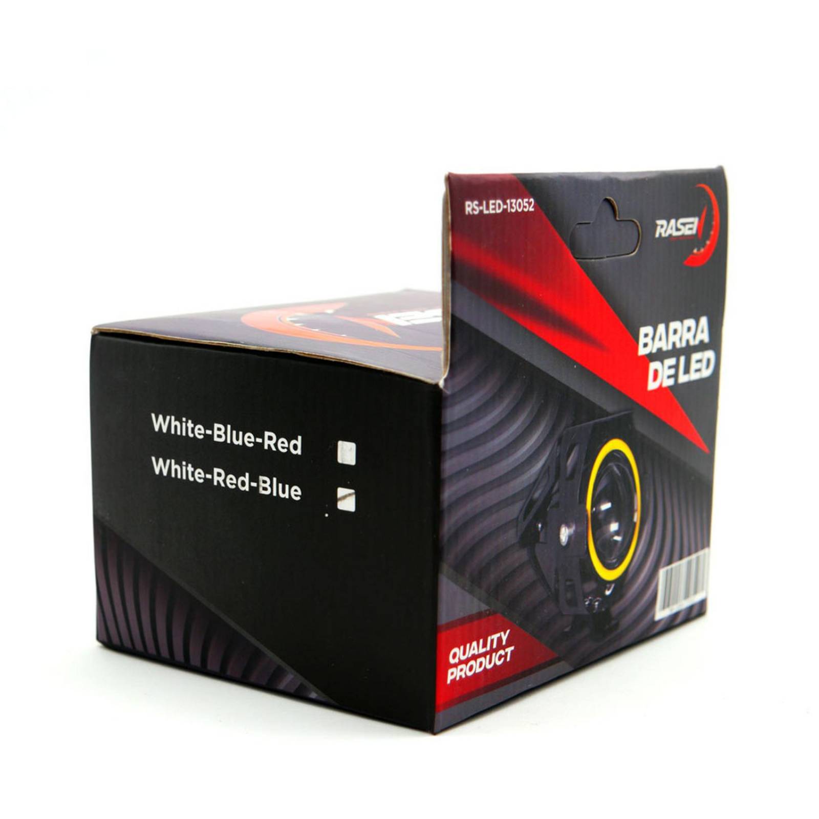 Faro Para Moto Rasen Led Con Lupa Y Ojo De Angel Con Protector Luz Blanca Alta,Baja Y Estrobo     Azul