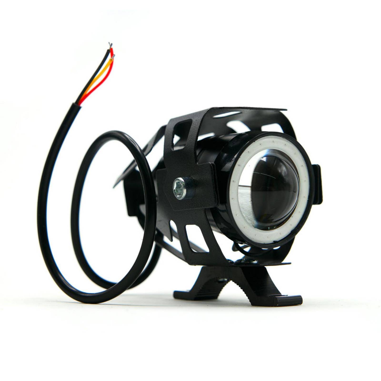 Faro Para Moto Rasen Led Mini Con Lupa Ojo De Angel Con Luz Alta,Baja Y Estrobo       Azul