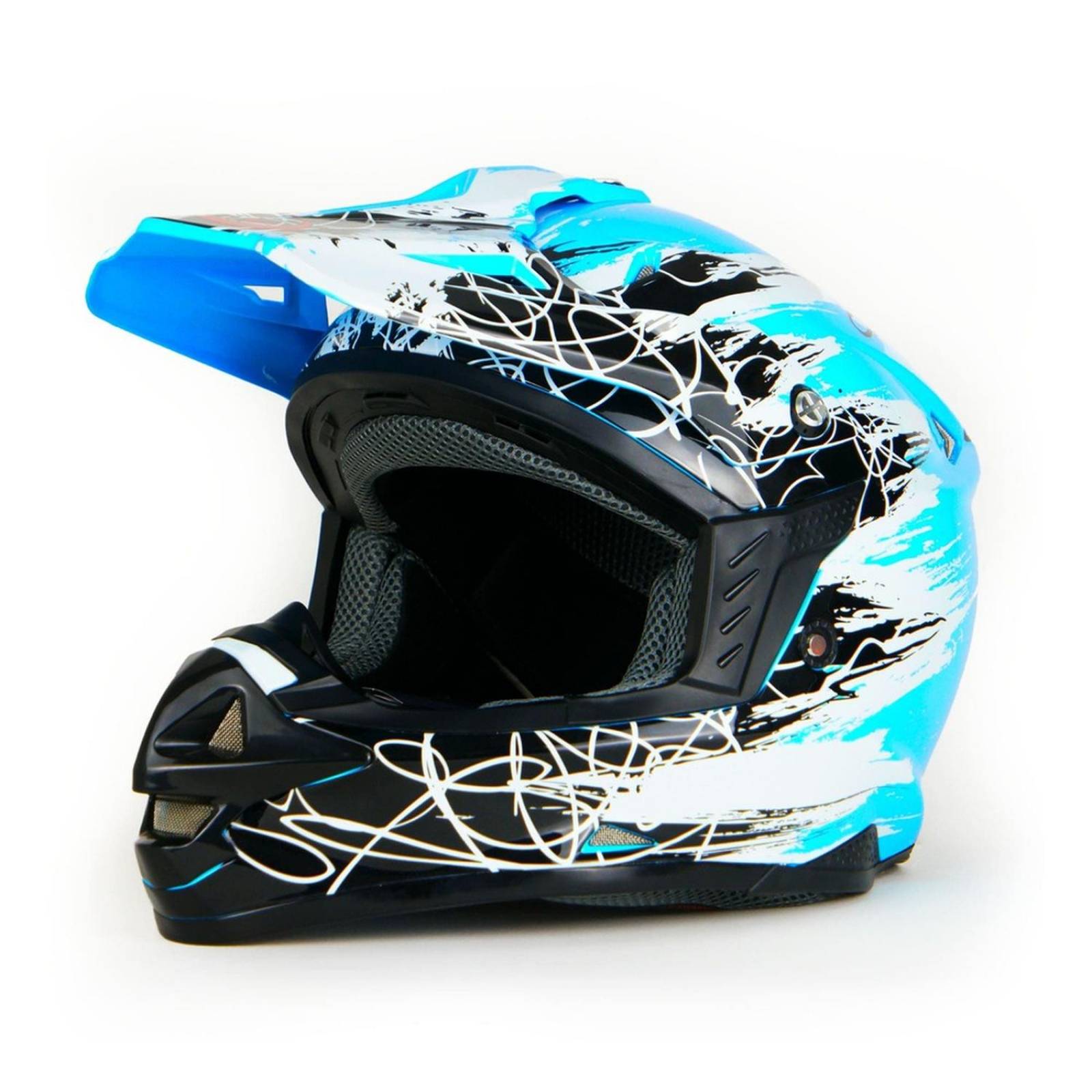 Casco Para Moto Rasen Tipo Cross Azul Con Negro Certificado Dot             