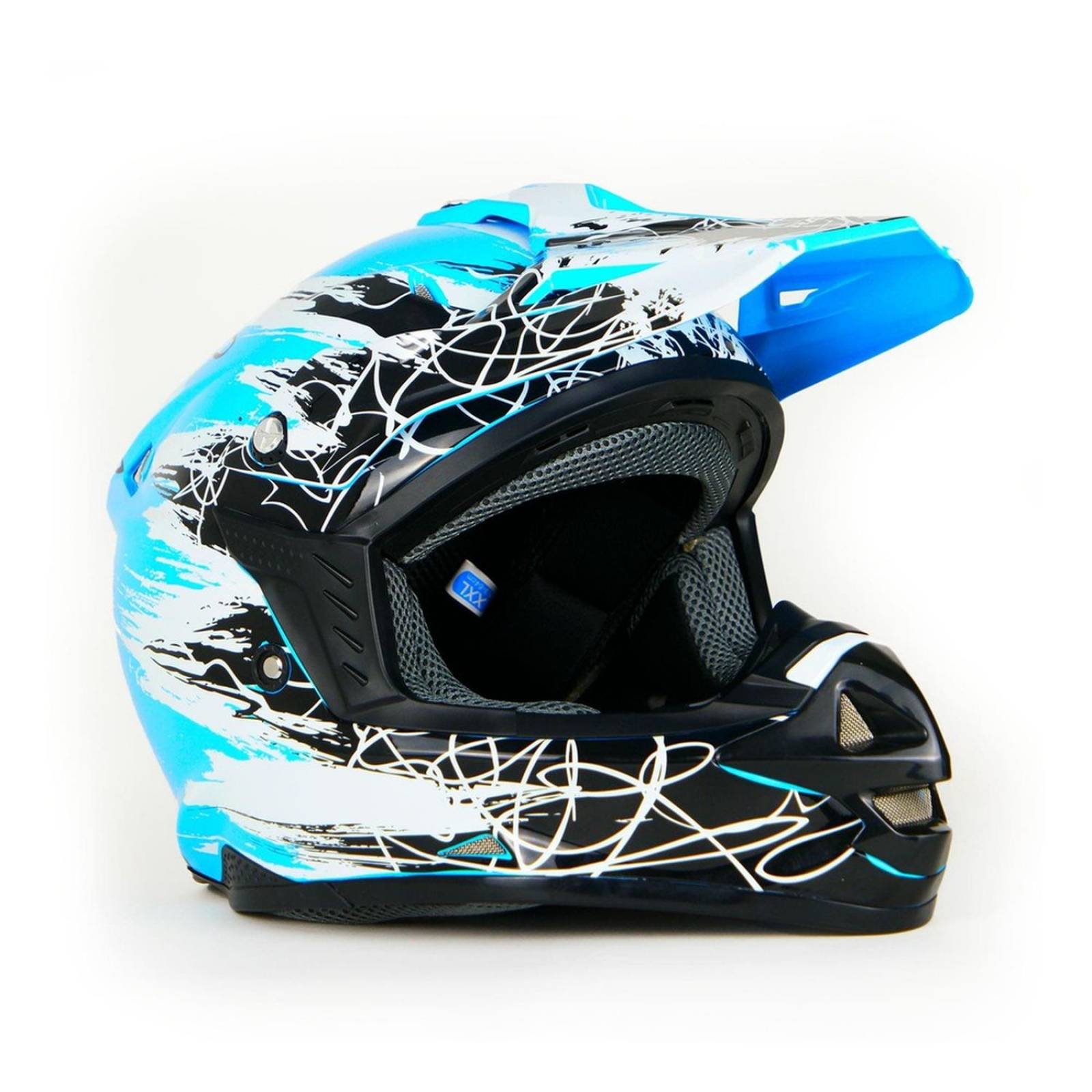 Casco Para Moto Rasen Tipo Cross Azul Con Negro Certificado Dot             
