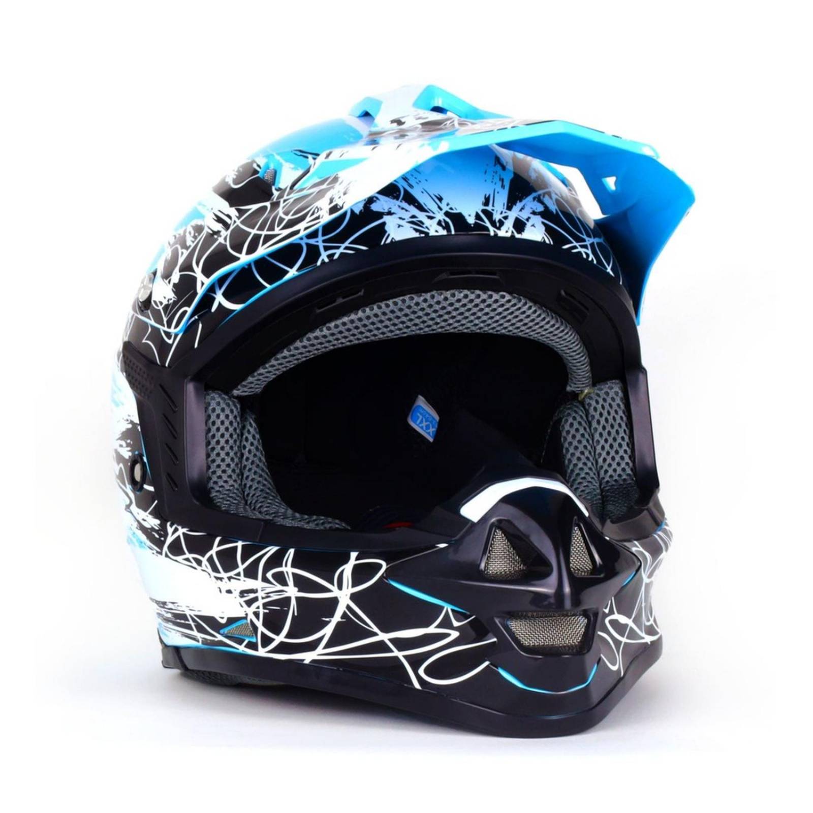 Casco Para Moto Rasen Tipo Cross Azul Con Negro Certificado Dot             