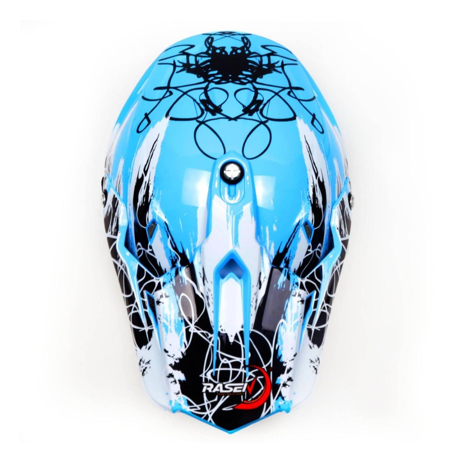 Casco Para Moto Rasen Tipo Cross Azul Con Negro Certificado Dot             