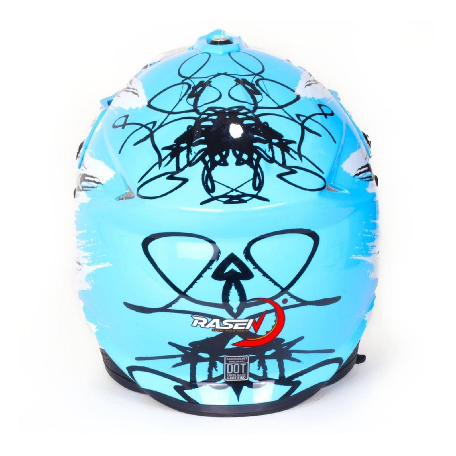 Casco Para Moto Rasen Tipo Cross Azul Con Negro Certificado Dot             