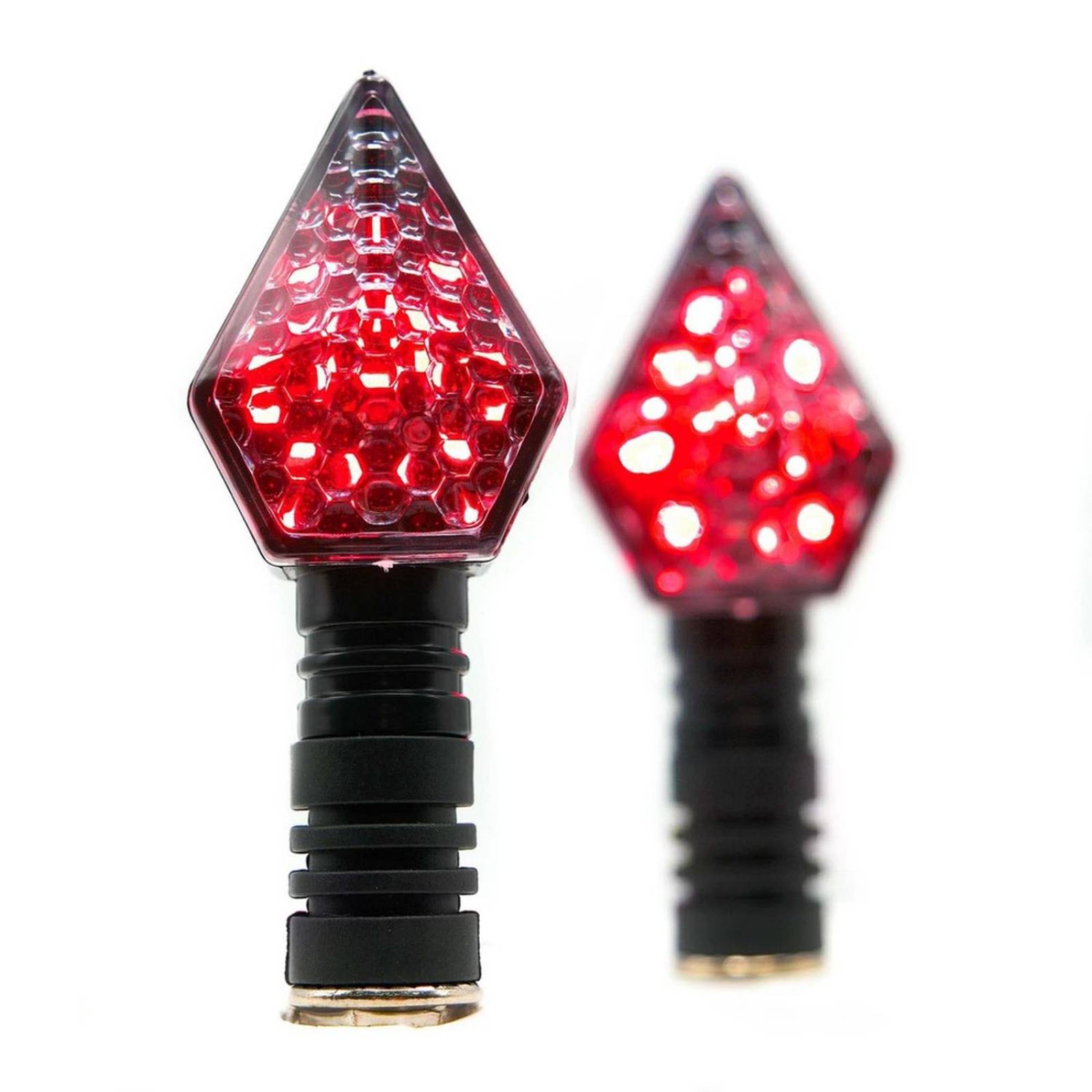 Direccionales Para Moto Rasen Led Tipo Rombo Universal Rojo